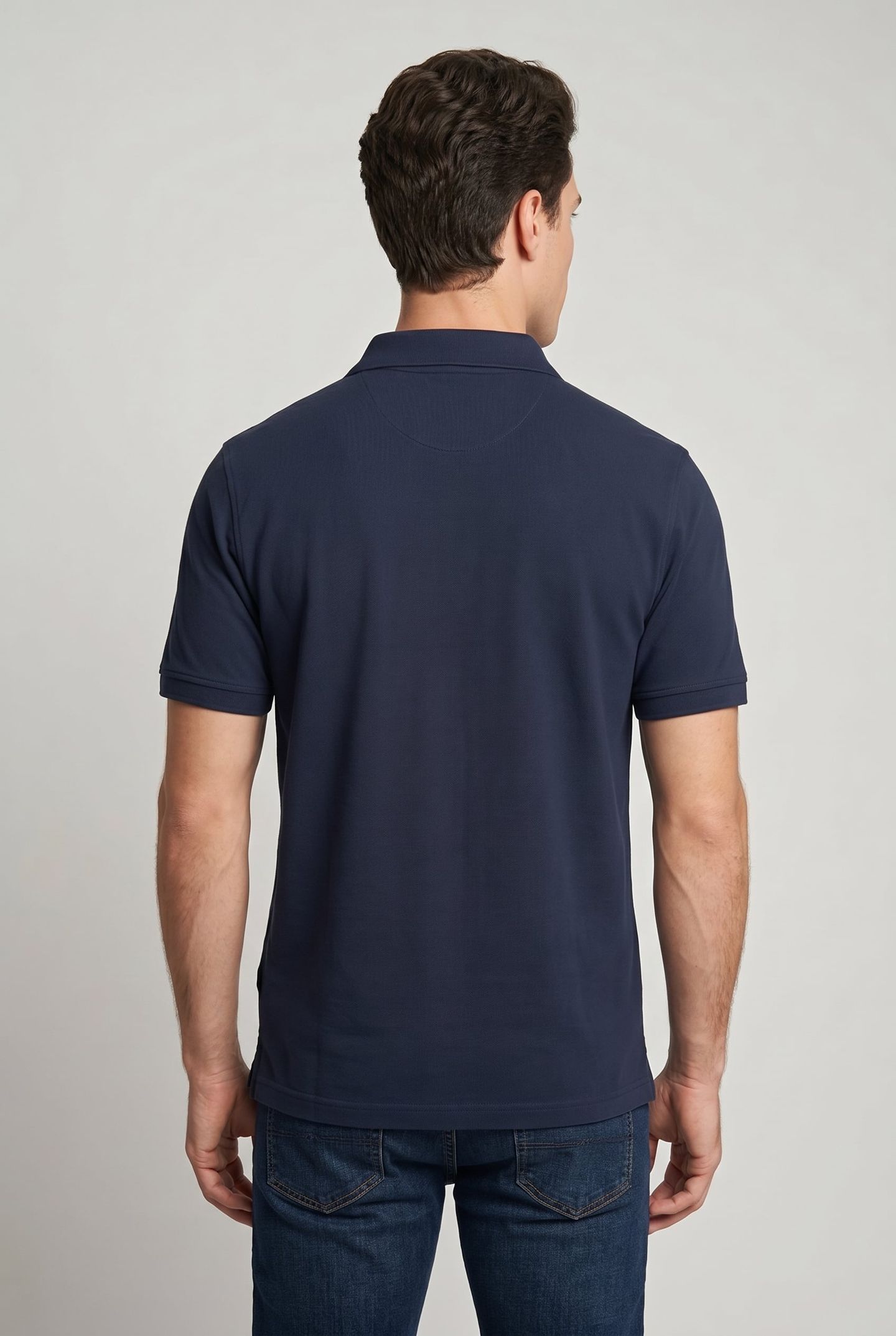 BRANDED COLLAR SHORT SLEEVE POLO NAVY 2