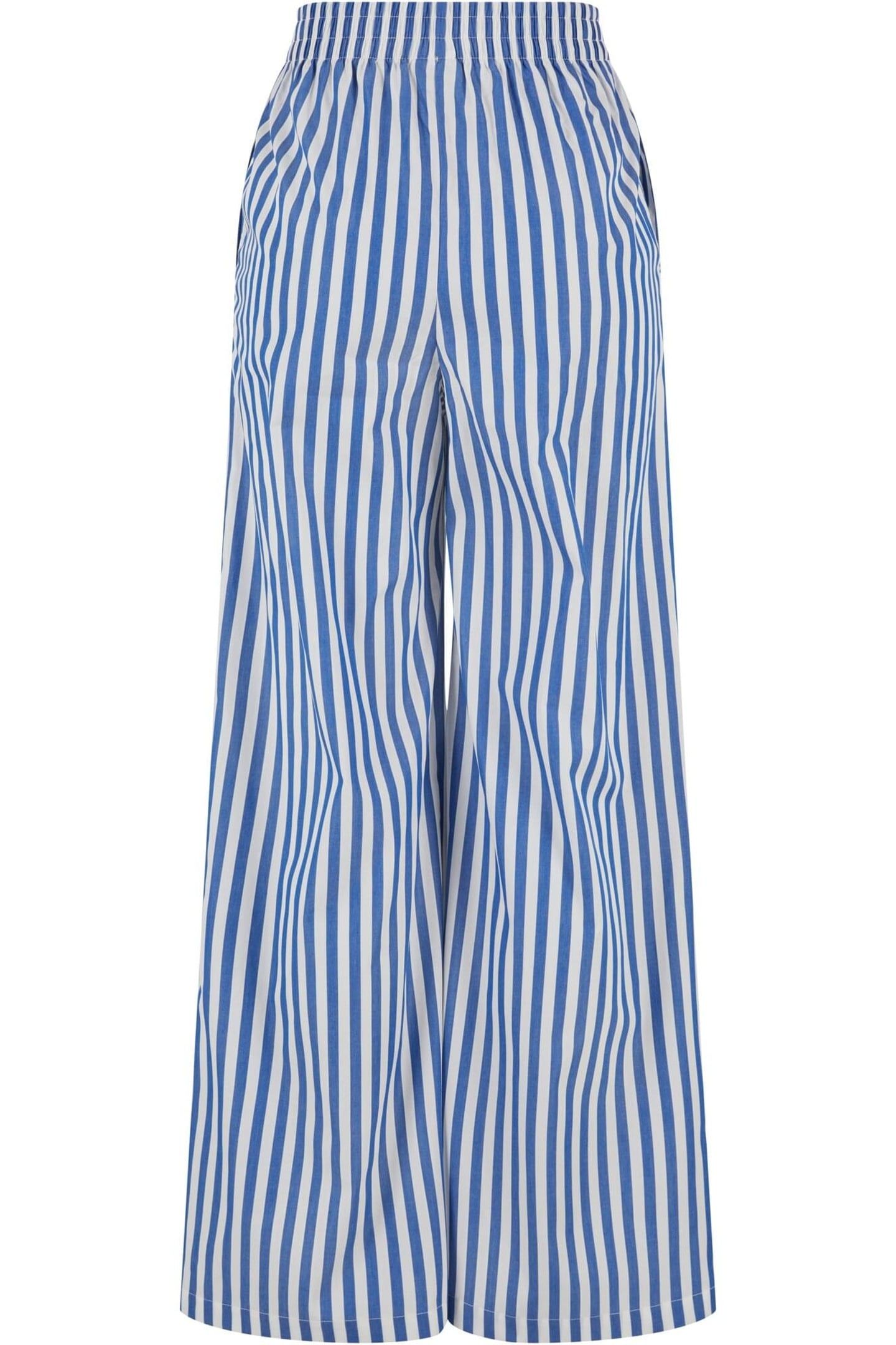 LADIES STRIPED LOOSE PANTS WHITE/BLUE 1