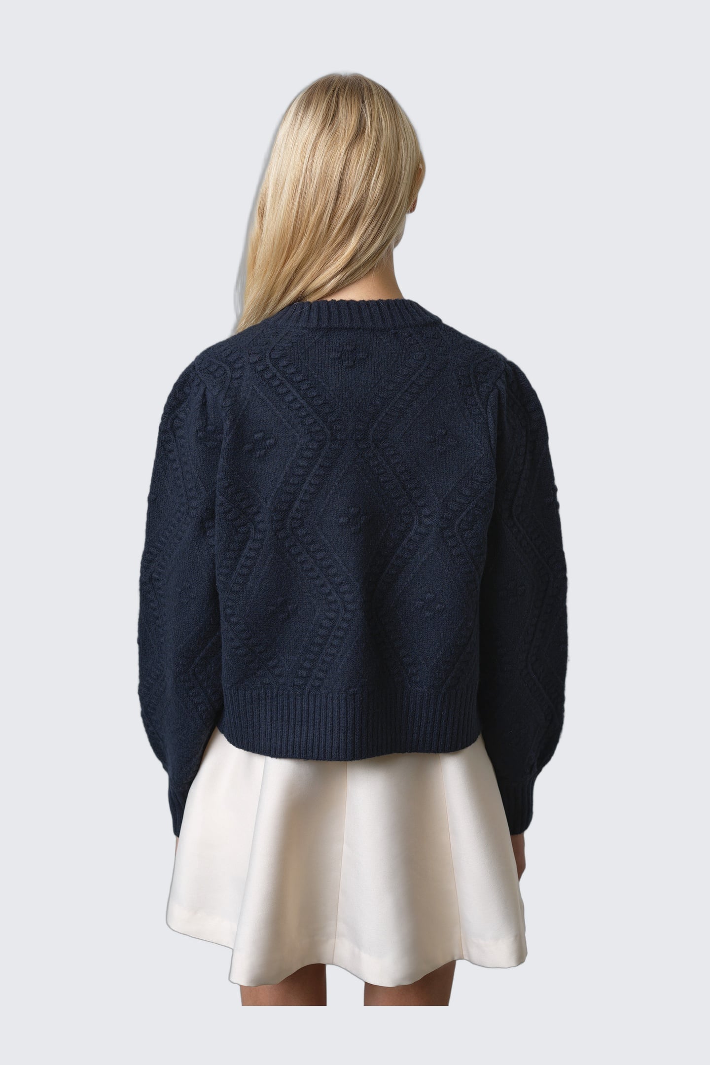 KITTY BOBBLE BOW CARDIGAN NAVY BLACK 3