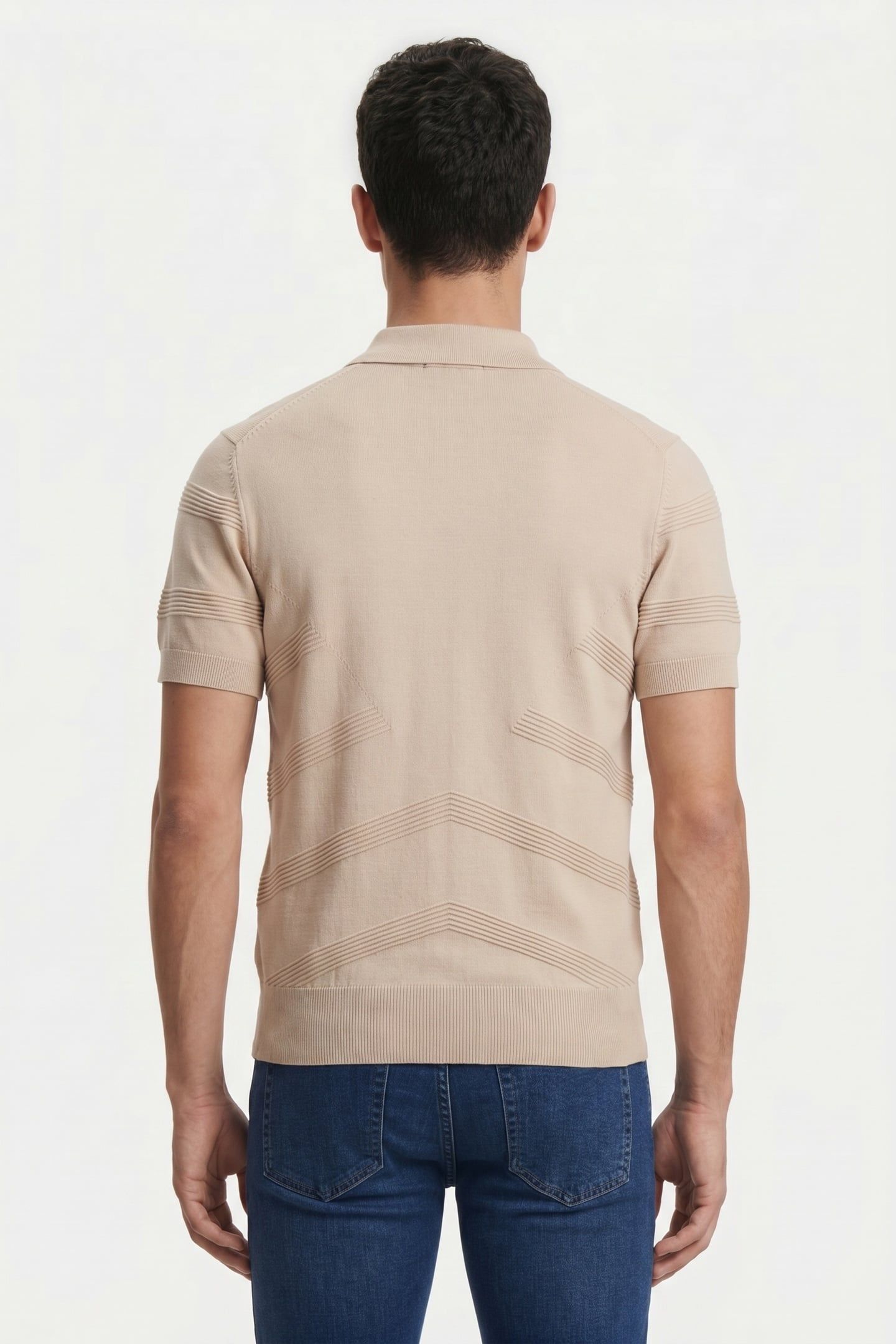 PULLOVER SHORT SLEEVE FULL BUTTON POLO RELIEF KNIT CEMENT 2