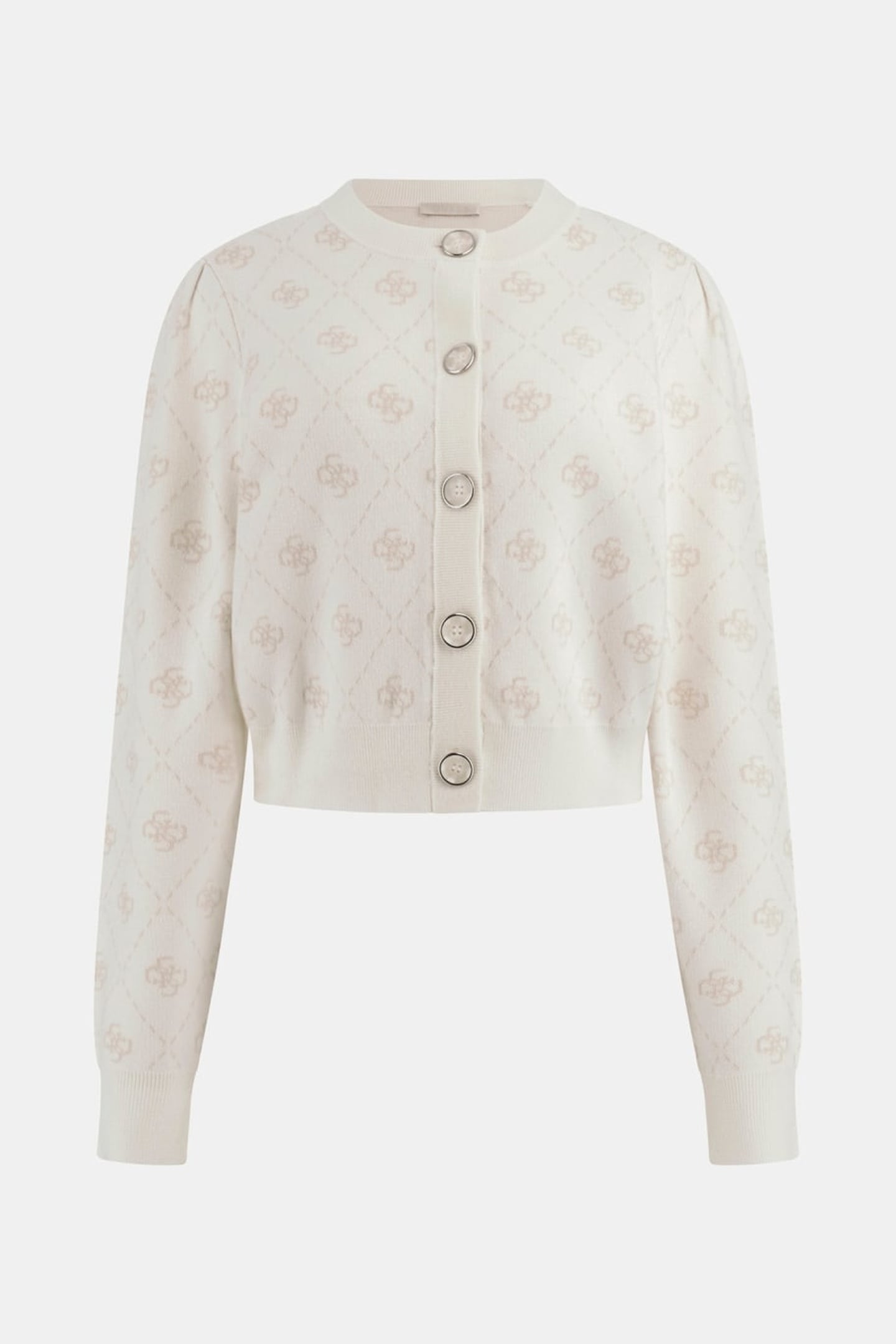 GUESS ECO SARAH 4G LS CN CARDI CREAM WHITE PEARL OY 4