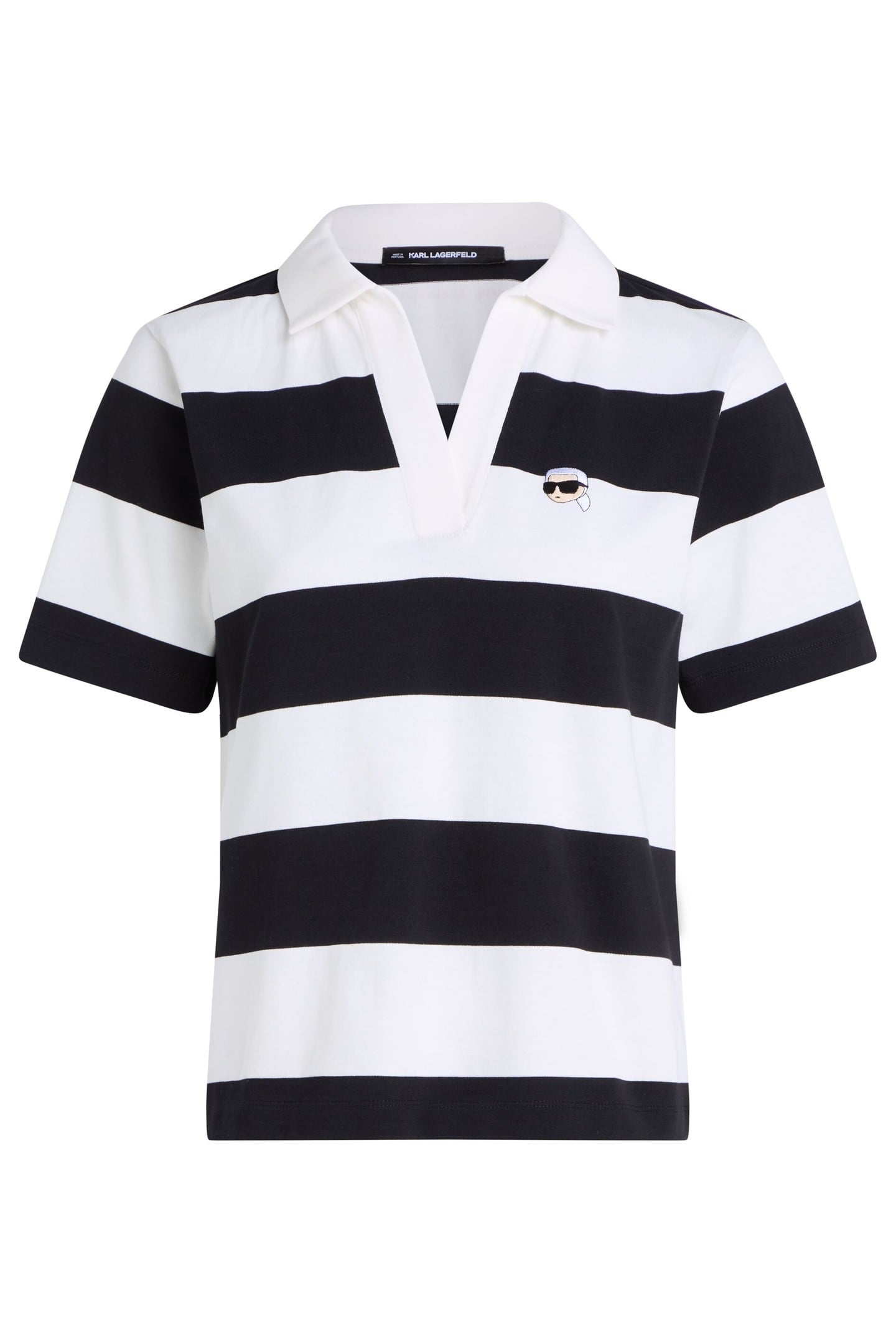 IKON PATCH STRIPE SSLV POLO BLACK-CANNOLI CREAM 5