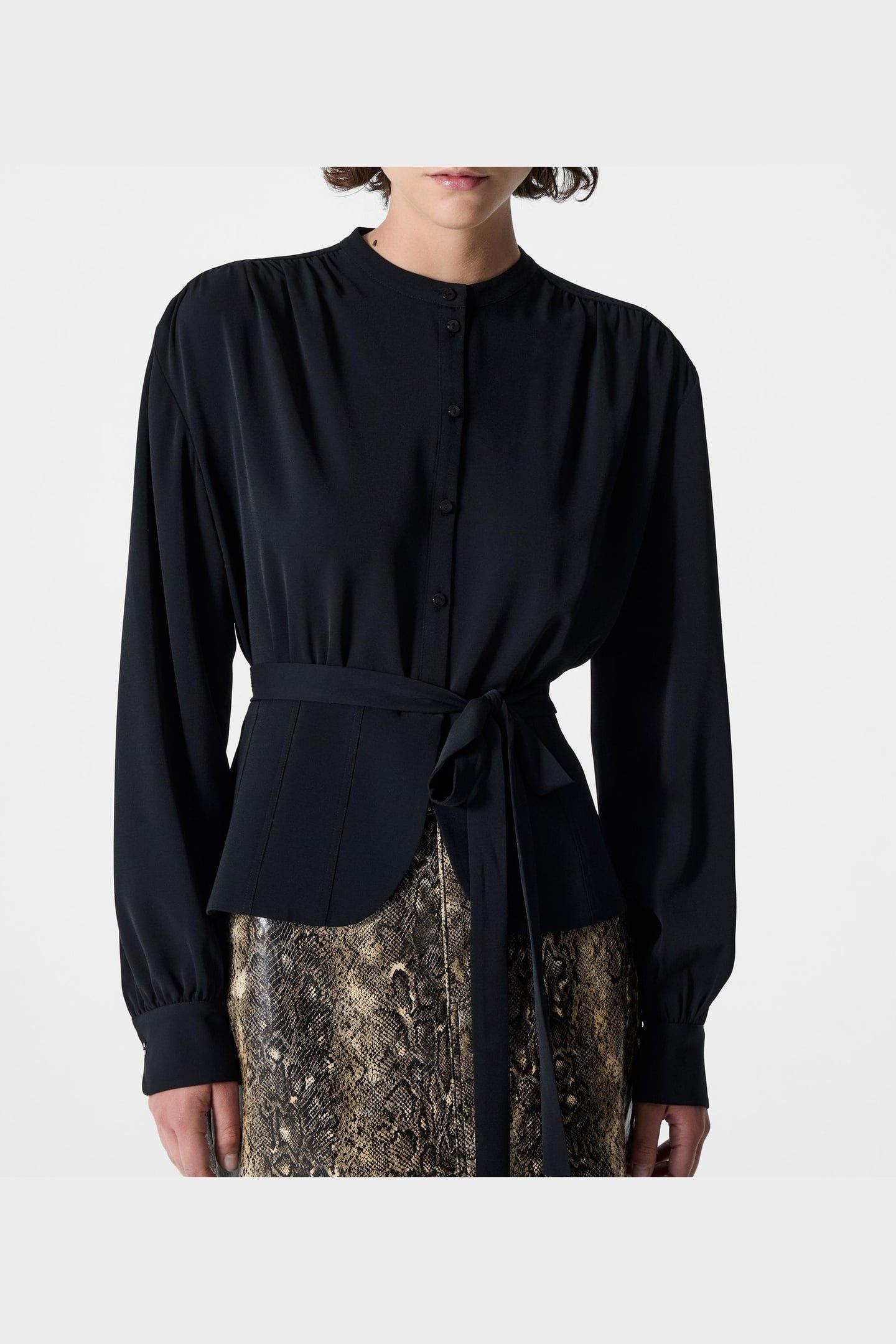 AREZZO LS WAIST TIE SHIRT BLACK 2