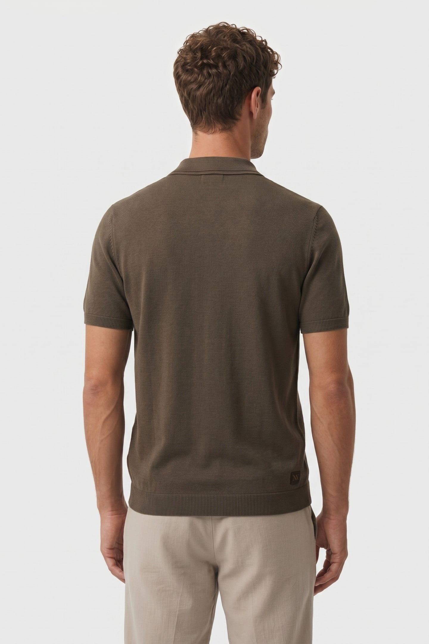 PULLOVER SHORT SLEEVE POLO ZIP SOLID DARK MOSS 2