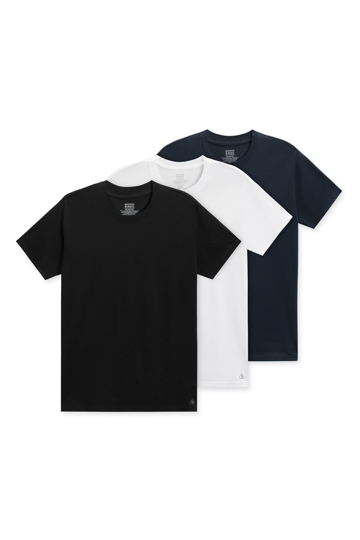 3PK MENS ULTRA SOFT CREW NECK TEE BLACK/BLUE 1