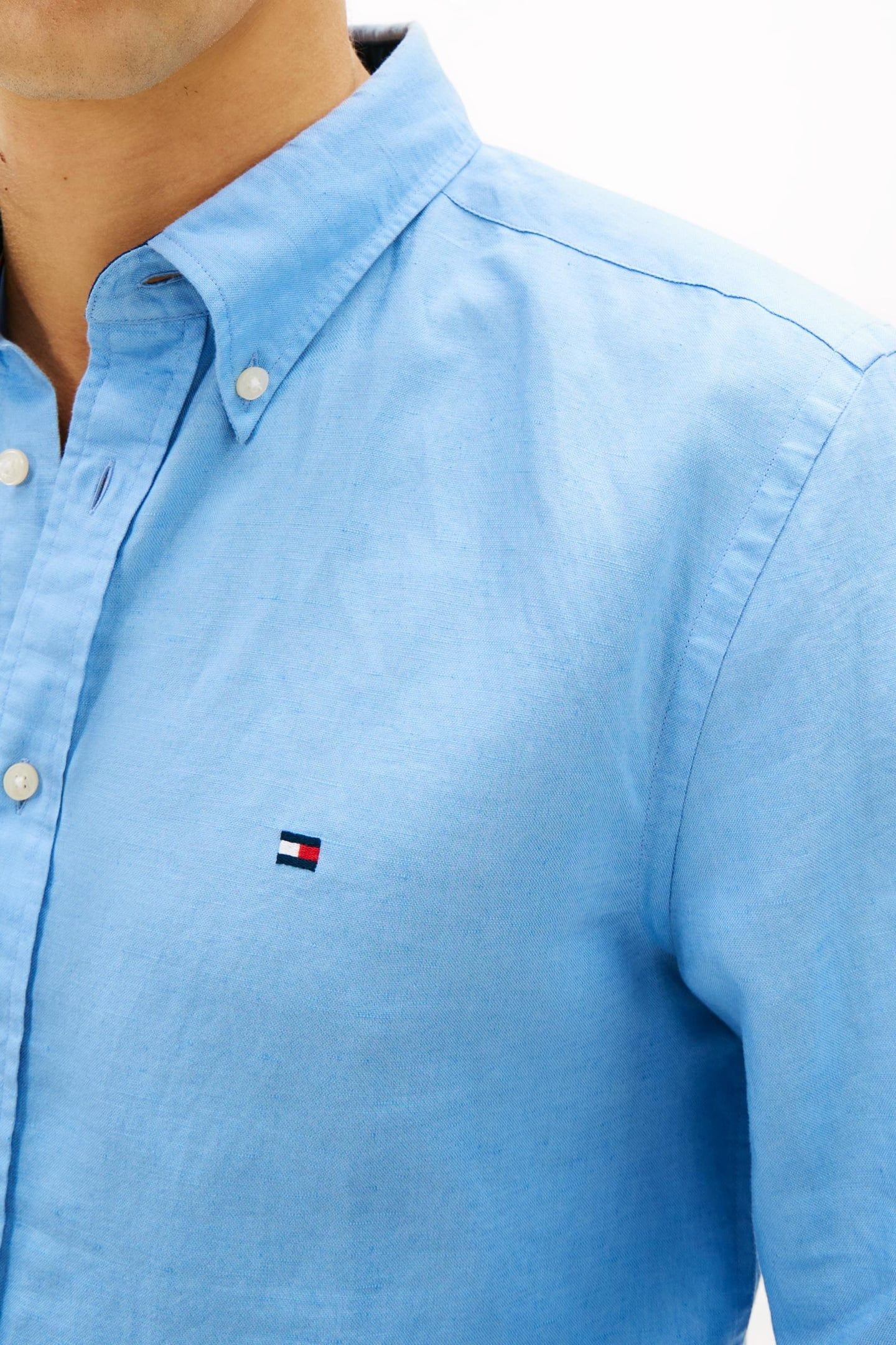 LINEN BLEND SOLID SHIRT CLOUDY BLUE 5