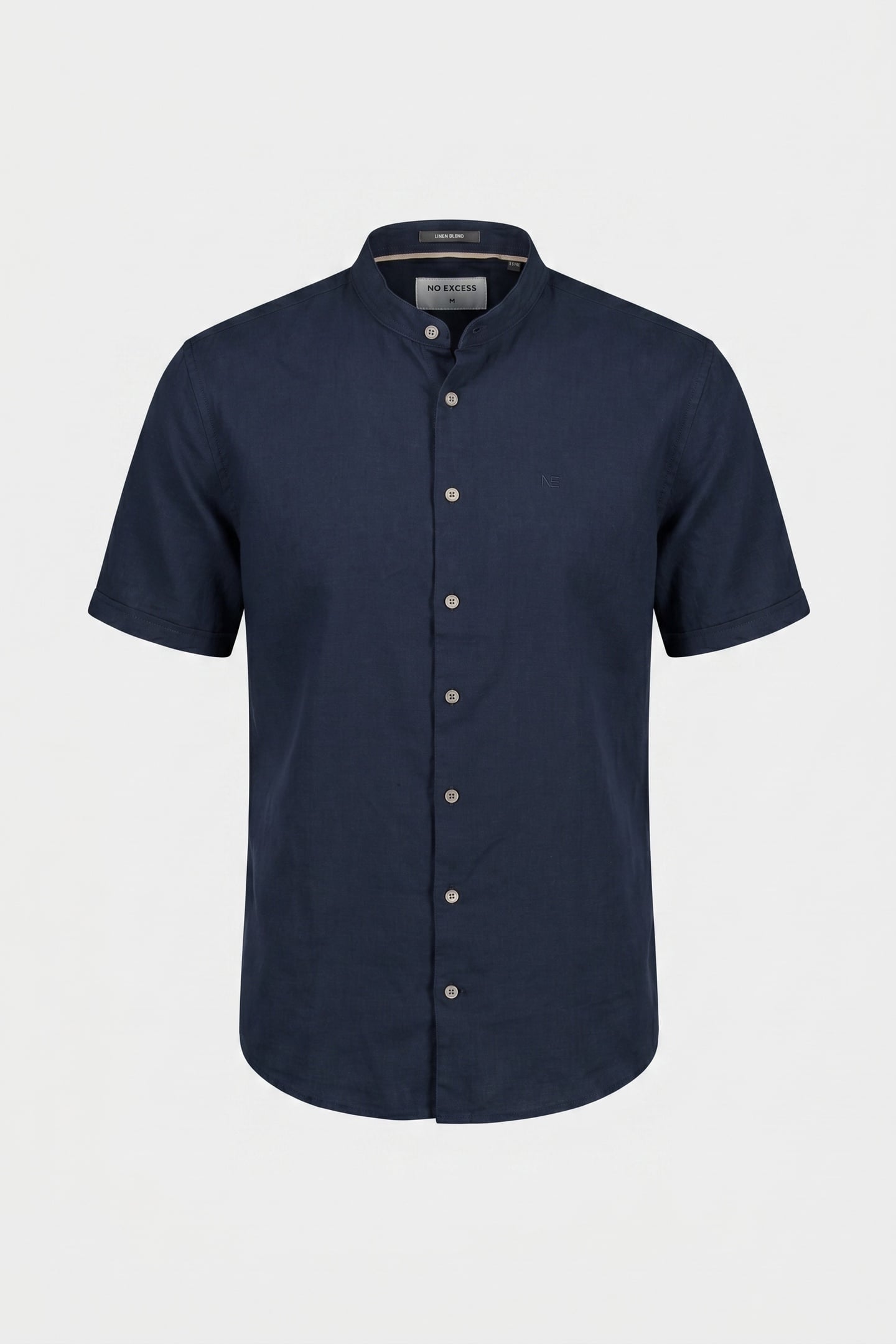 SHIRT SHORT SLEEVE GRANDDAD SOLID WITH LINEN NIGHT 4