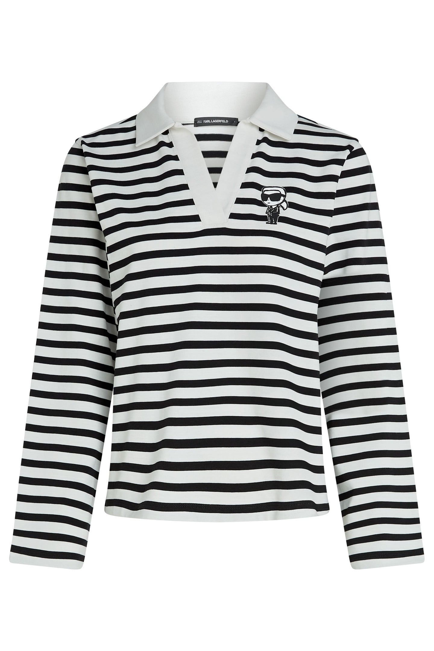 IKON SKETCH STRIPE LONGSLEEVE POLO BLACK-CANNOLI CREAM 5