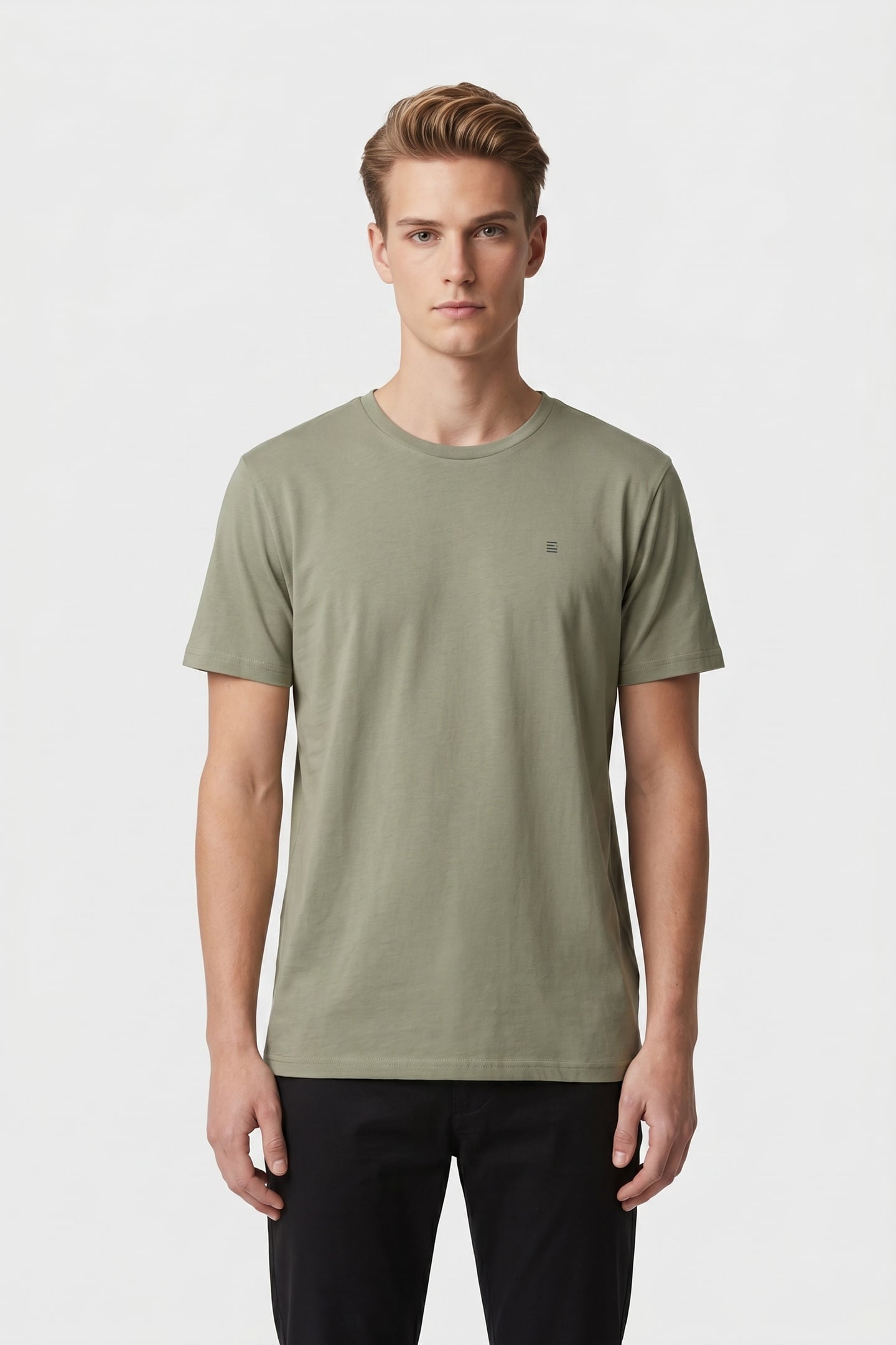T-SHIRT CREWNECK SOLID BASIC GREEN 1