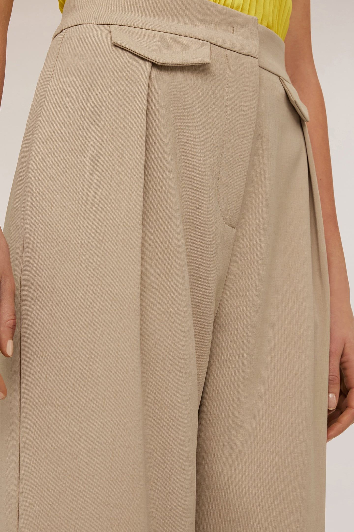 PALAZZO TROUSERS WITH PLEATS AND POCKET DESIGN BEIGE 5