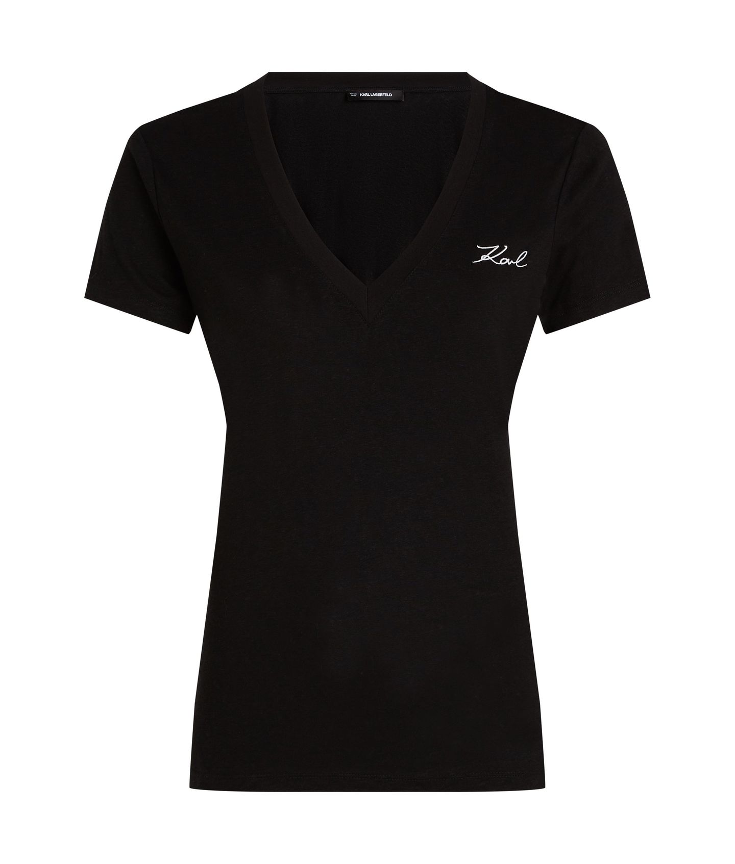 LINEN BLEND V-NECK T-SHIRT BLACK 5
