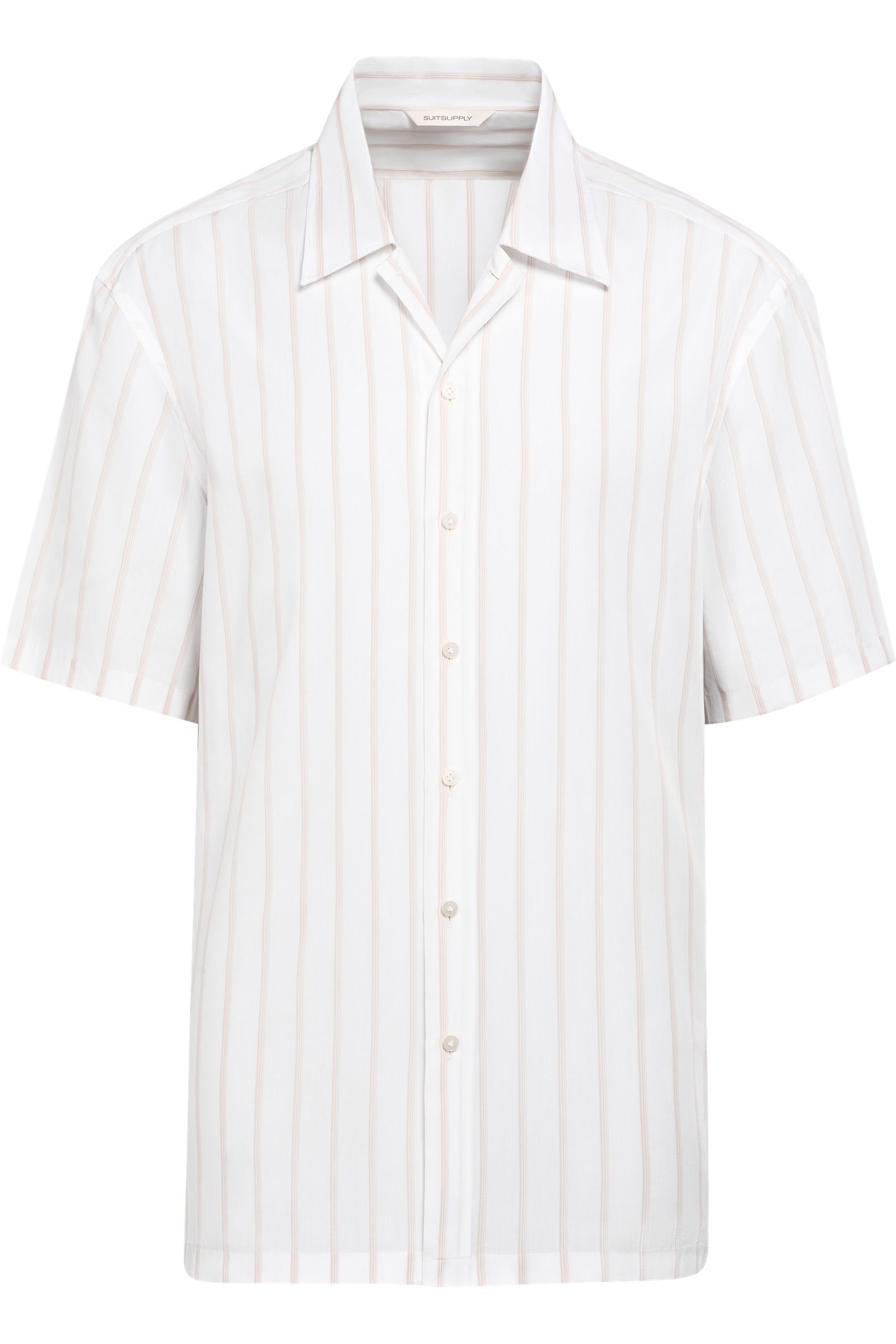 SHIRT-SHORTSLEEVE-LYOCELLSTRIPETAUPE CASUAL SHIRTS WHITE 6