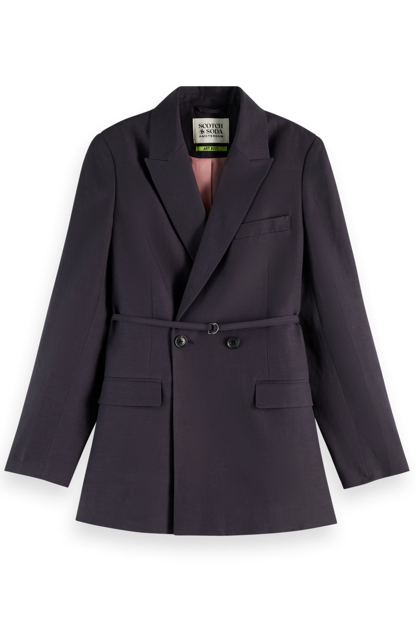 DOUBLE BREASTED BELTED DRAPEY BLAZER CHARCOAL ART 4