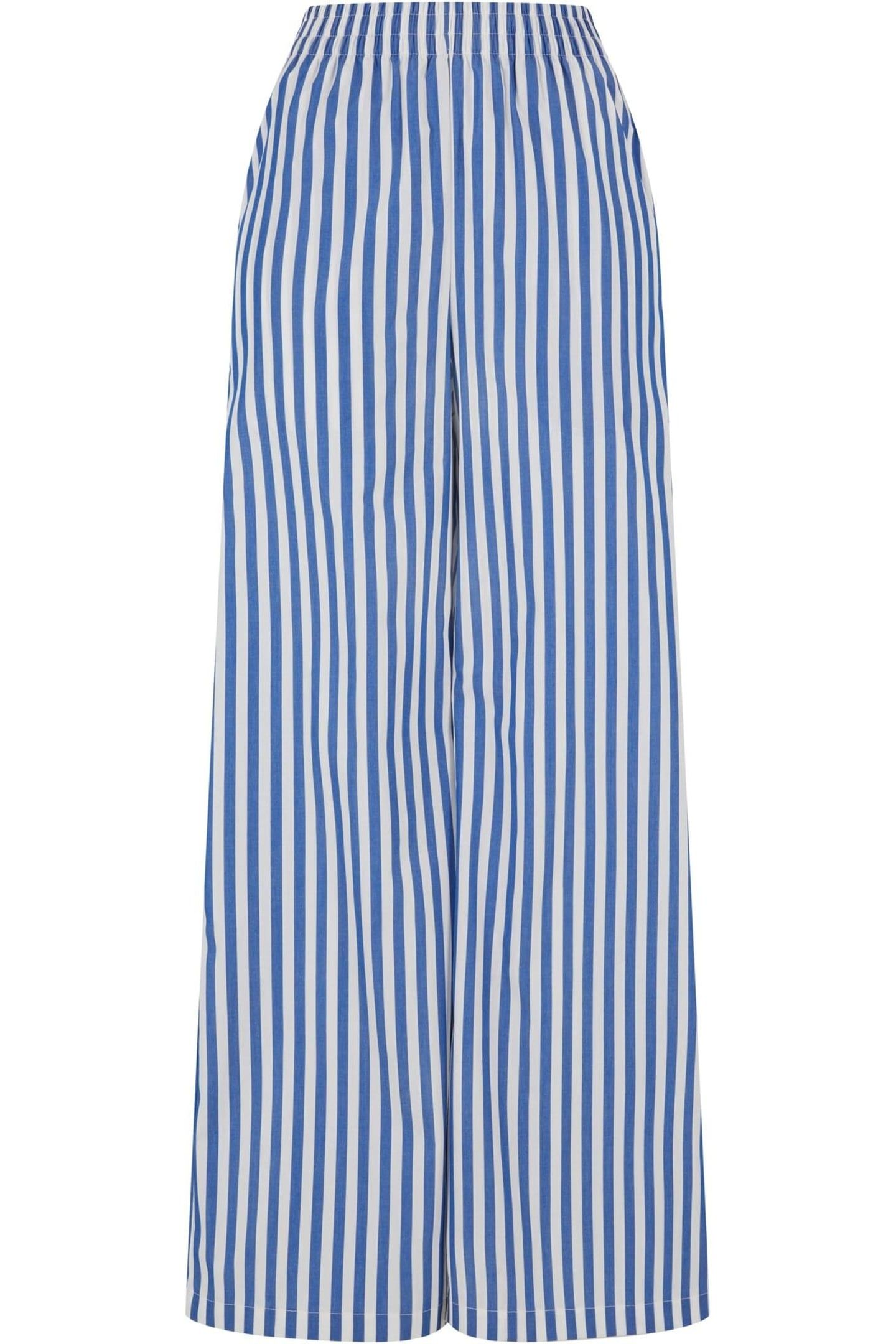 LADIES STRIPED LOOSE PANTS WHITE/BLUE 2