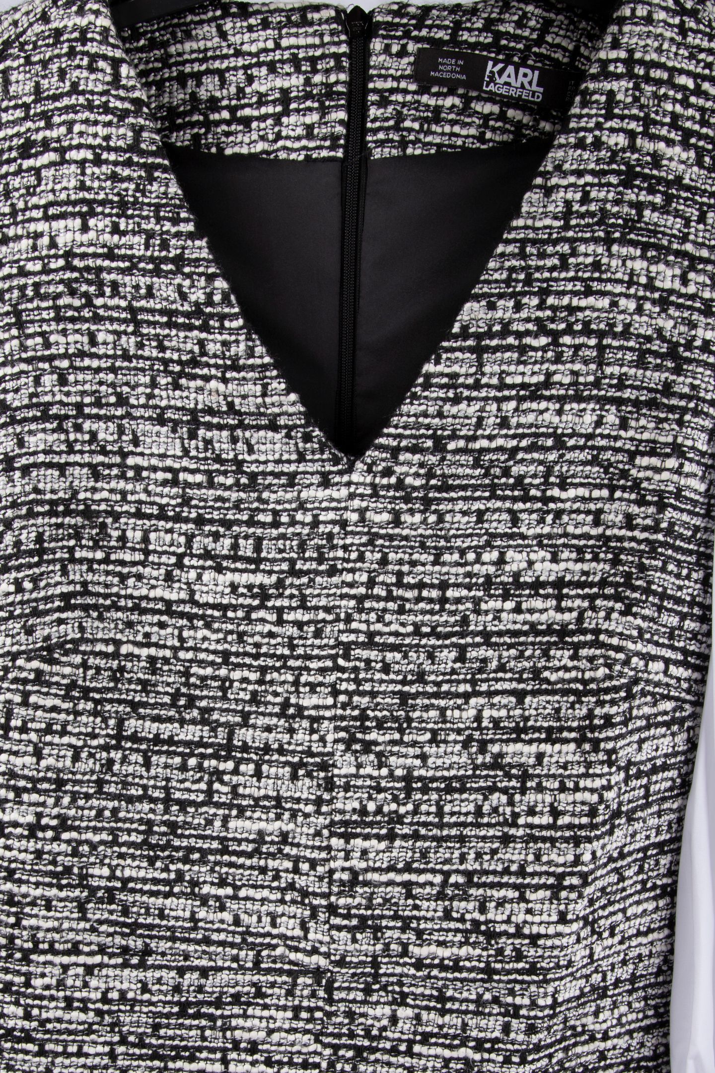 BOUCLE POPLIN SLEEVE DRESS BLACK/WHITE BOUCLE 4