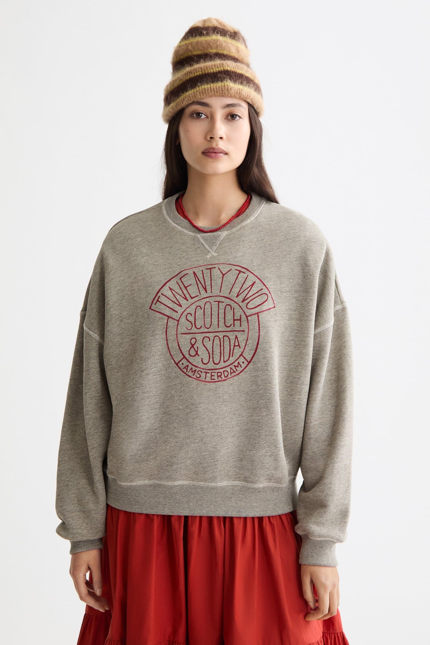 WASHED OVERSIZED FIT SWEATSHIRT WITH GRAPHIC GREY MELANGE 1