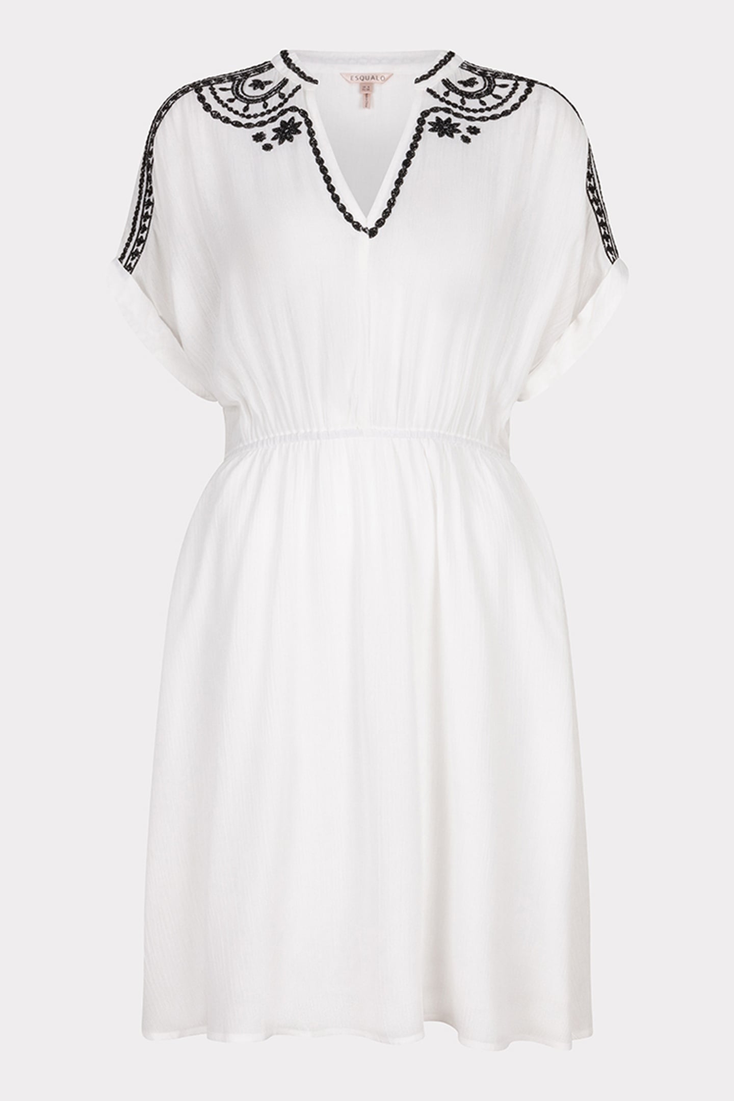 DRESS CRINKLE EMBROIDERY OFF WHITE / BLACK 4