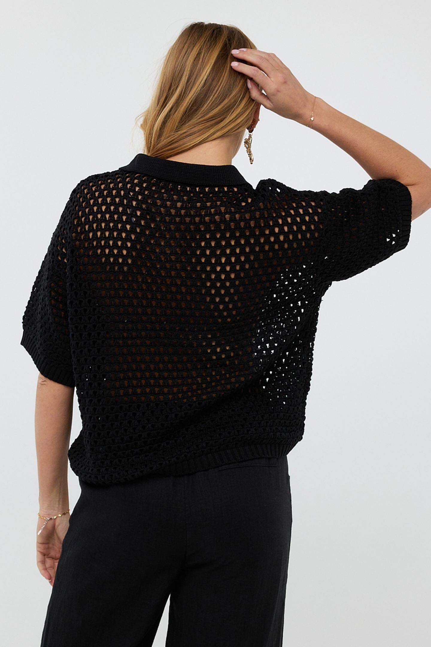 SWEATER POLO KNIT BLACK 3