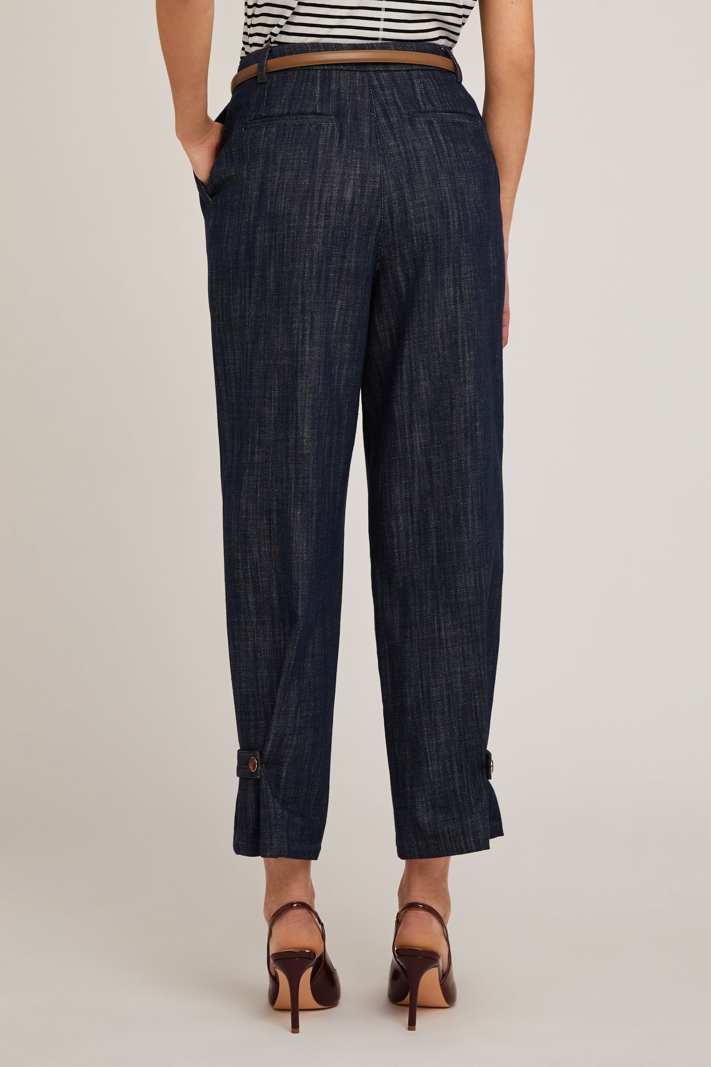 TROUSERS WITH DENIM EFFECT STRAP ON THE HEM BLUE 2