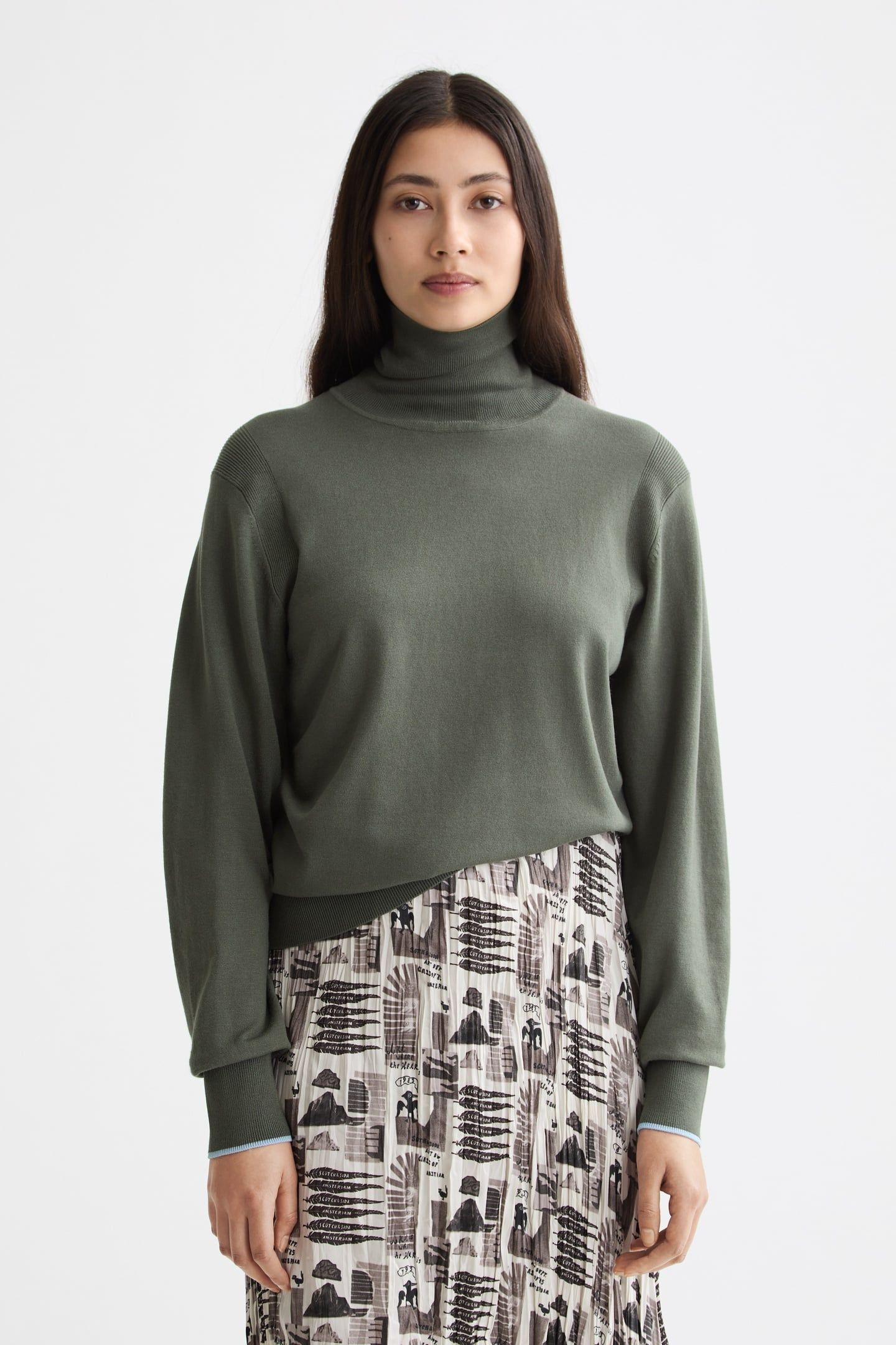 RELAXED FIT ROLL NECK PULLOVER THYME 1