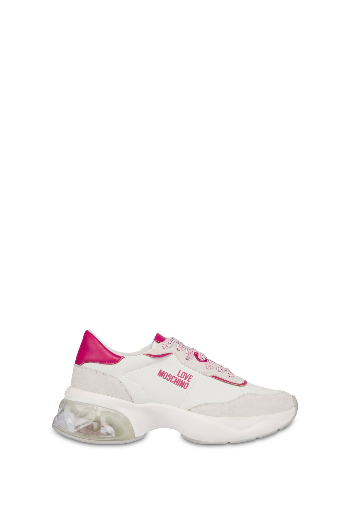 CRYSTAL LOVE CALFSKIN AND SPLIT LEATHER SNEAKERS WHITE 1