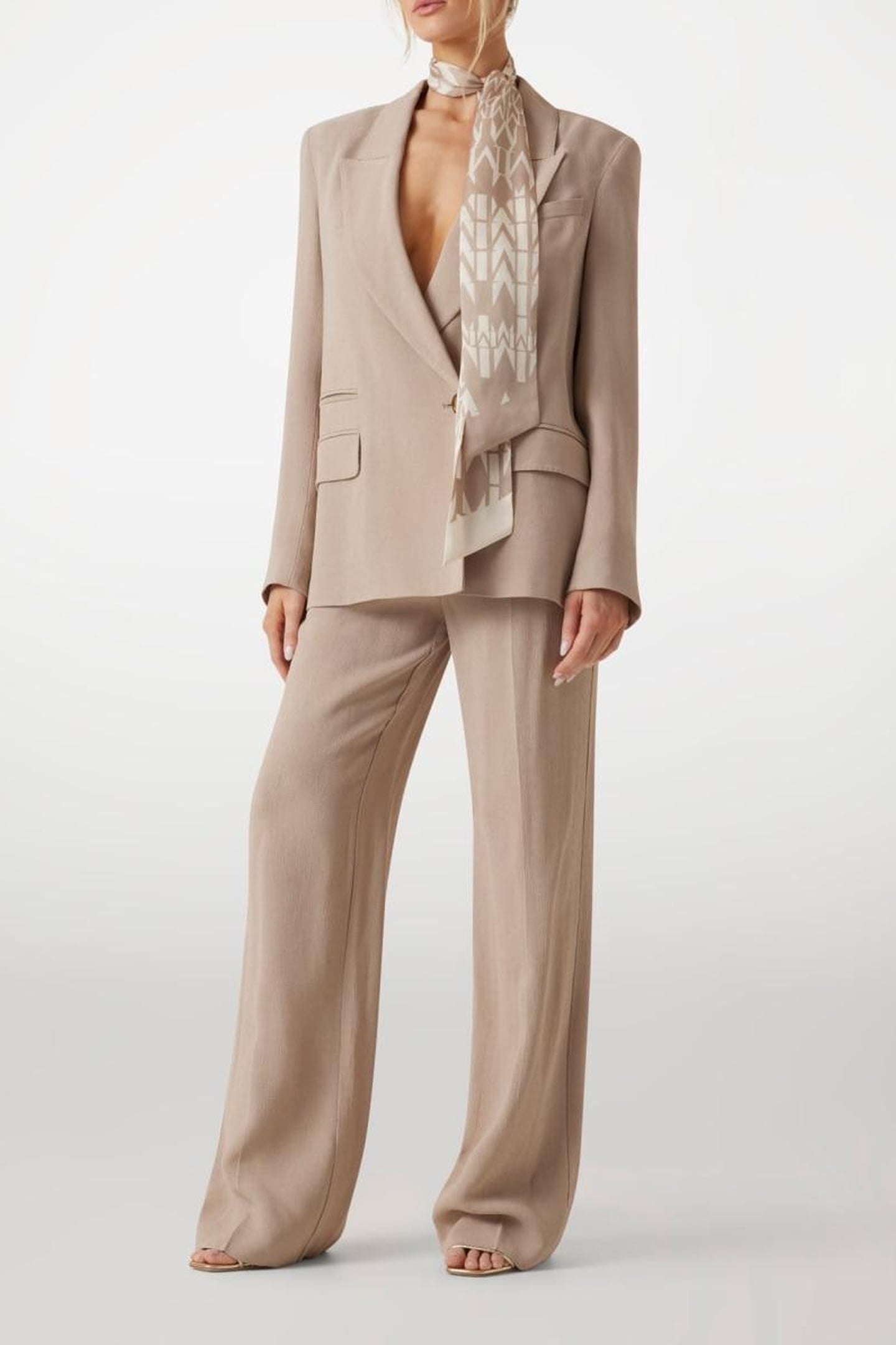 ARIANA DOUBLE BREAST VELVET TAUPE 1