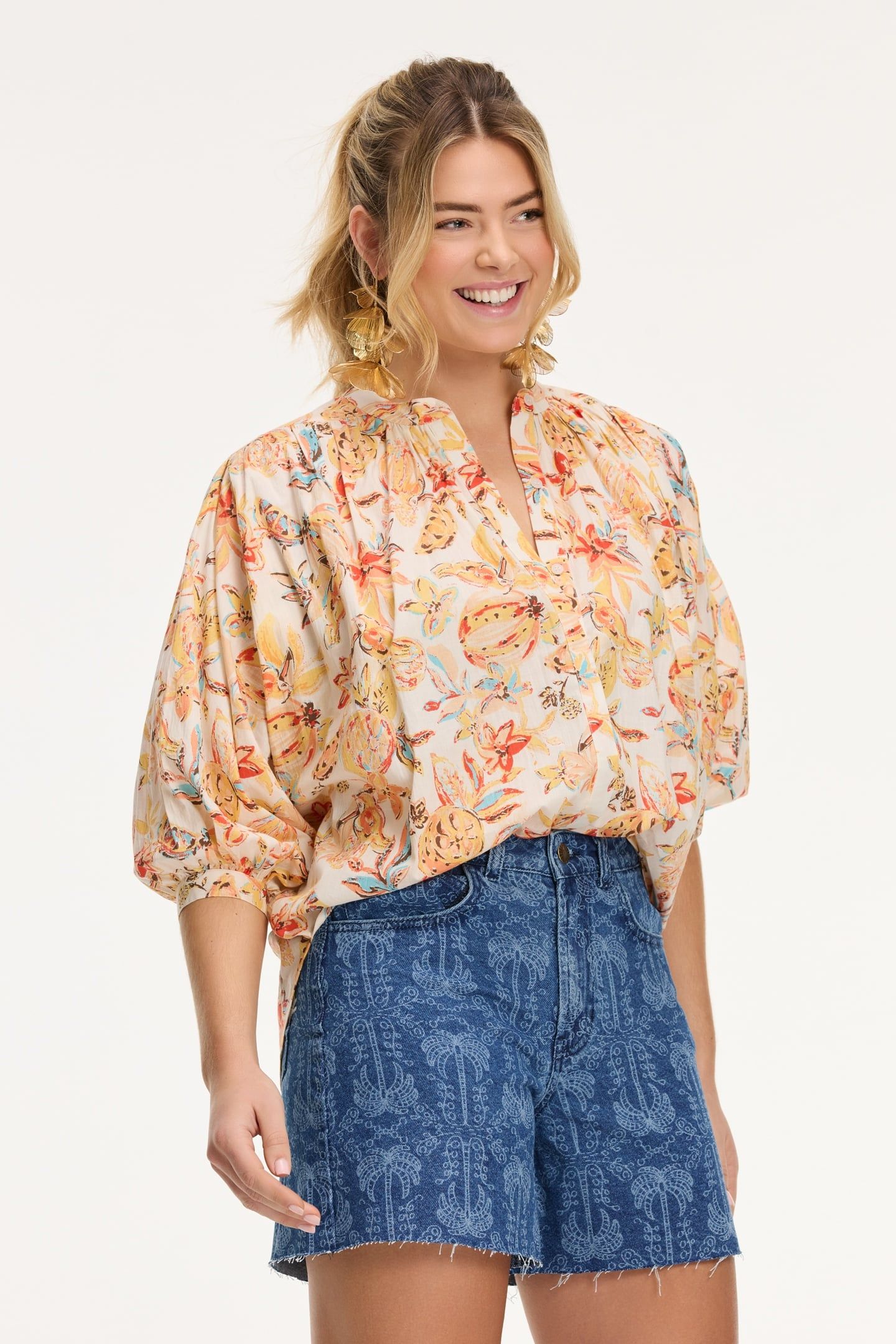 EVELYN BLOUSE FRUITY BLUES ORANGE FRUITY BLUES 2