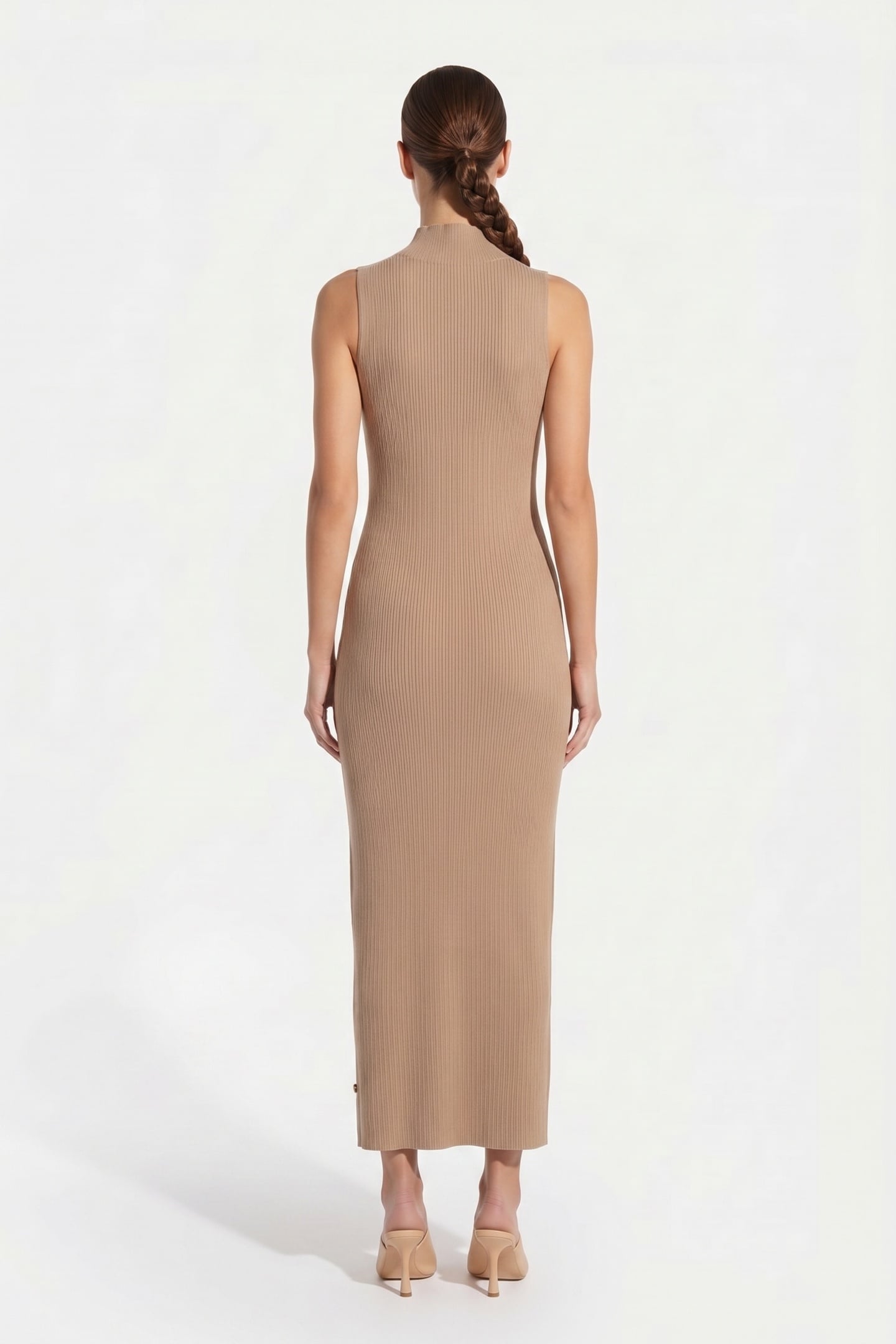 RIBBED MIDI DRESS CAMEL 2