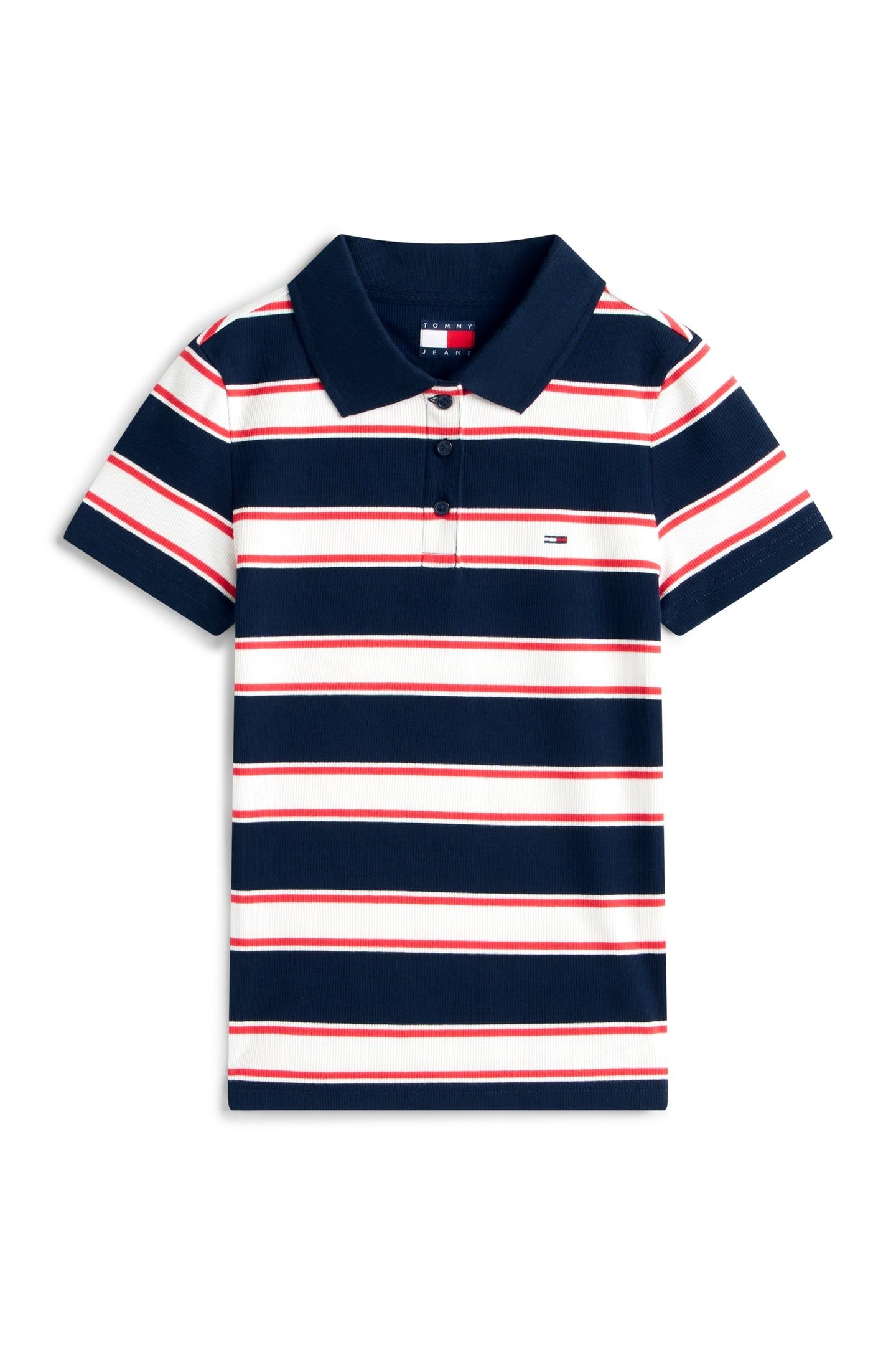 TJW SLIM RIB SS POLO DARK NIGHT NAVY/MULTI STRIPE 5