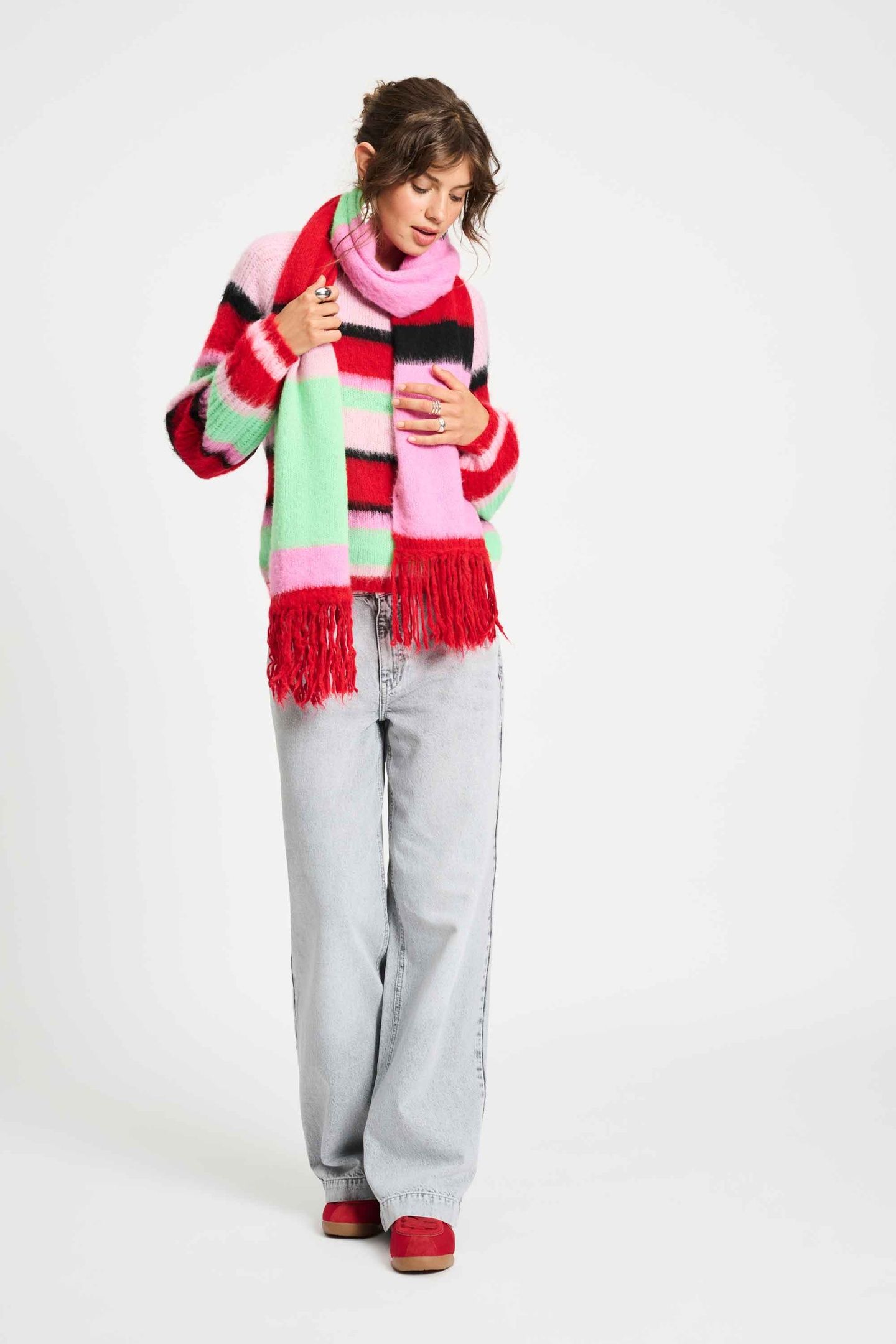 SHAWL - BRUSHED STRIPES GREEN 2