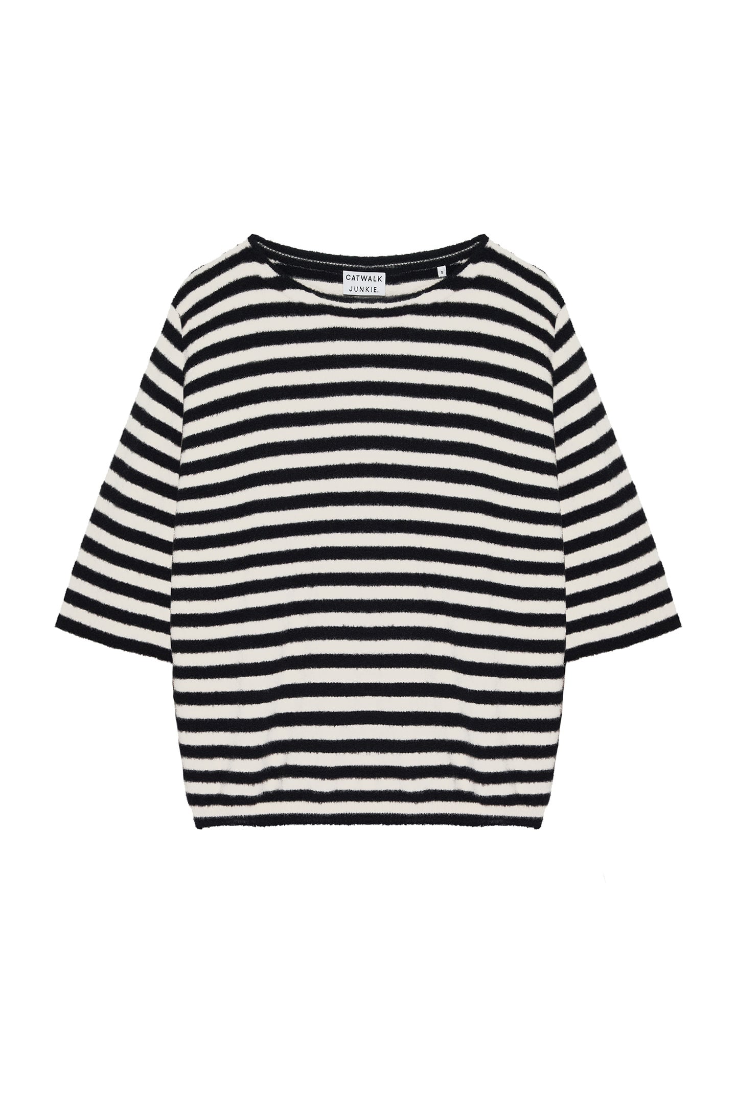 SHORT SLEEVE SOFT STRIPED KNIT BLACK 4