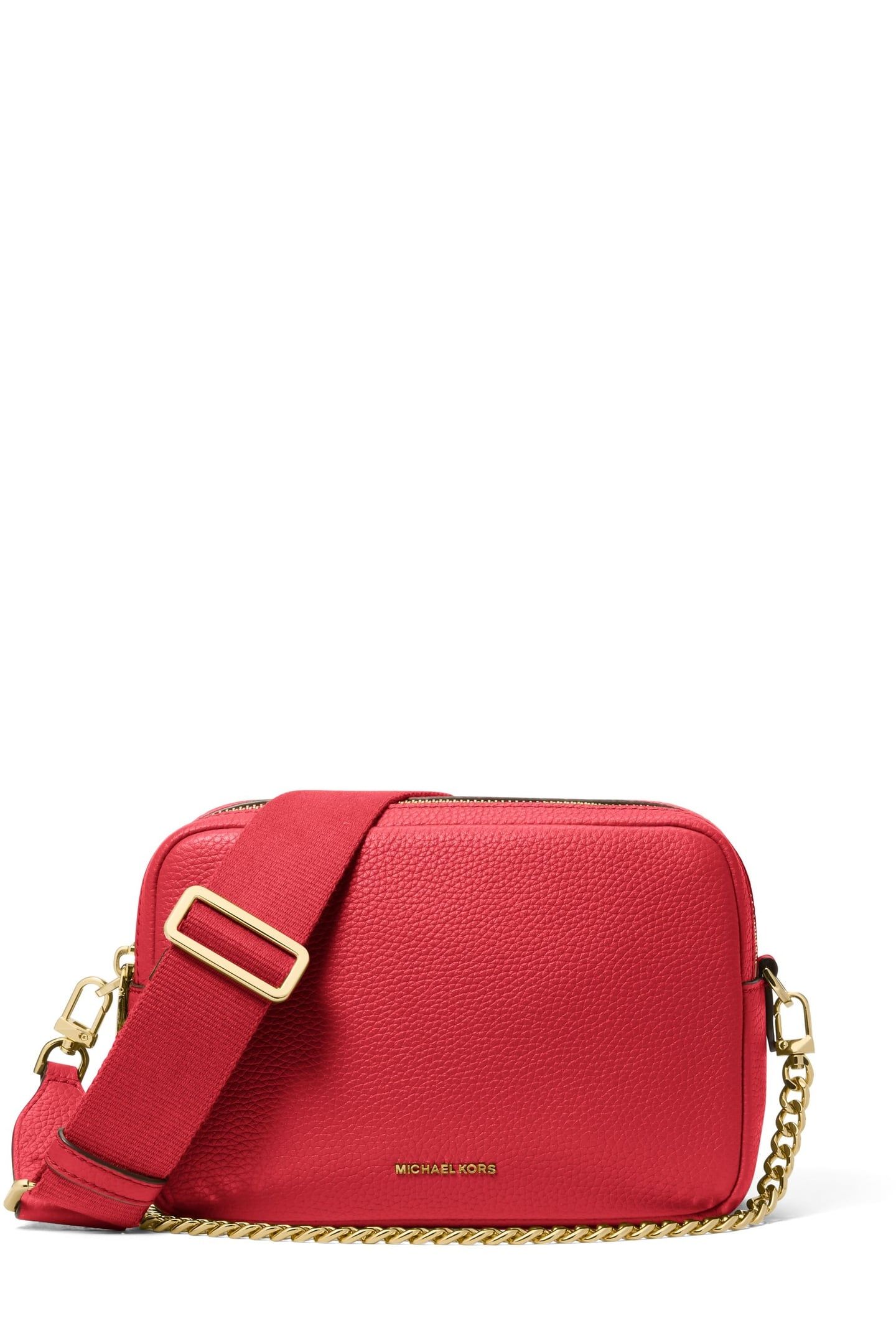 MEDIUM DOUBLE ZIP CHAIN CAMERA CROSSBODY CRIMSON 2