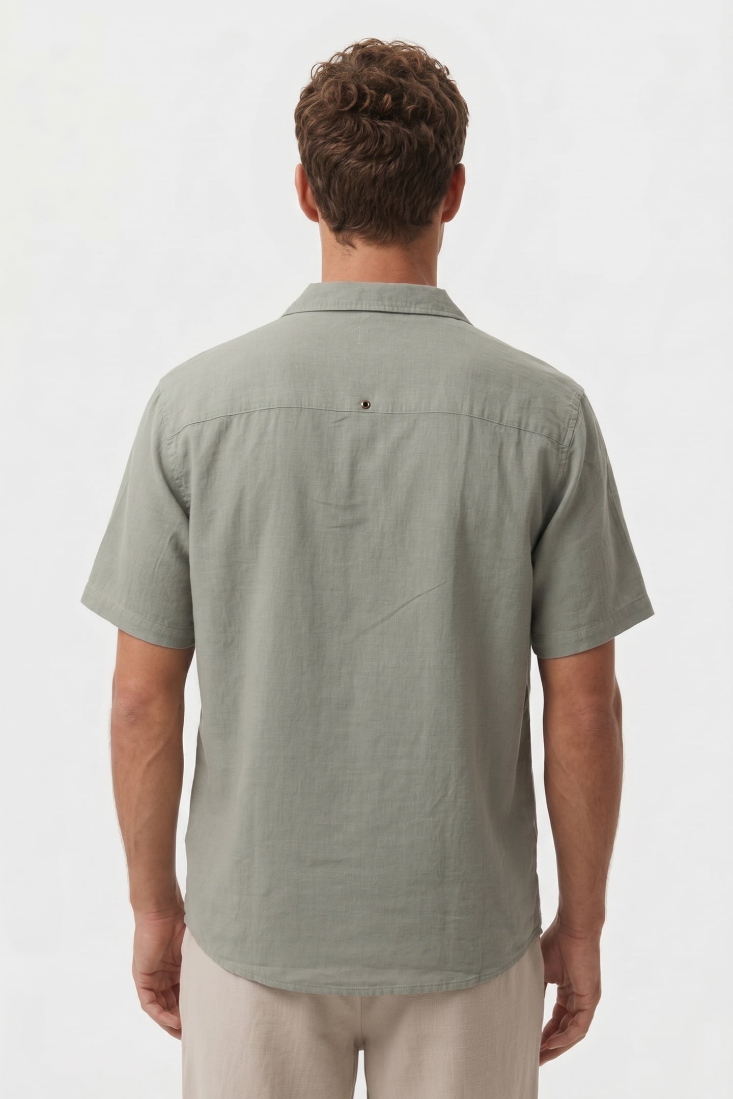 SHIRT SHORT SLEEVE REVERS COLLAR SOLID WITH LINEN SMOKE 2