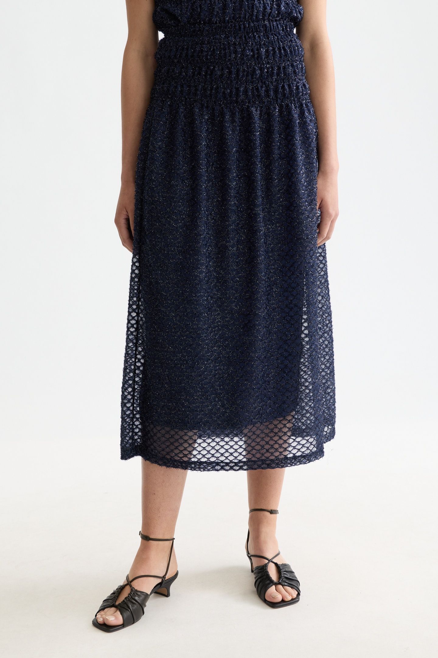 LUREX SMOCKED SKIRT PEACOAT 1