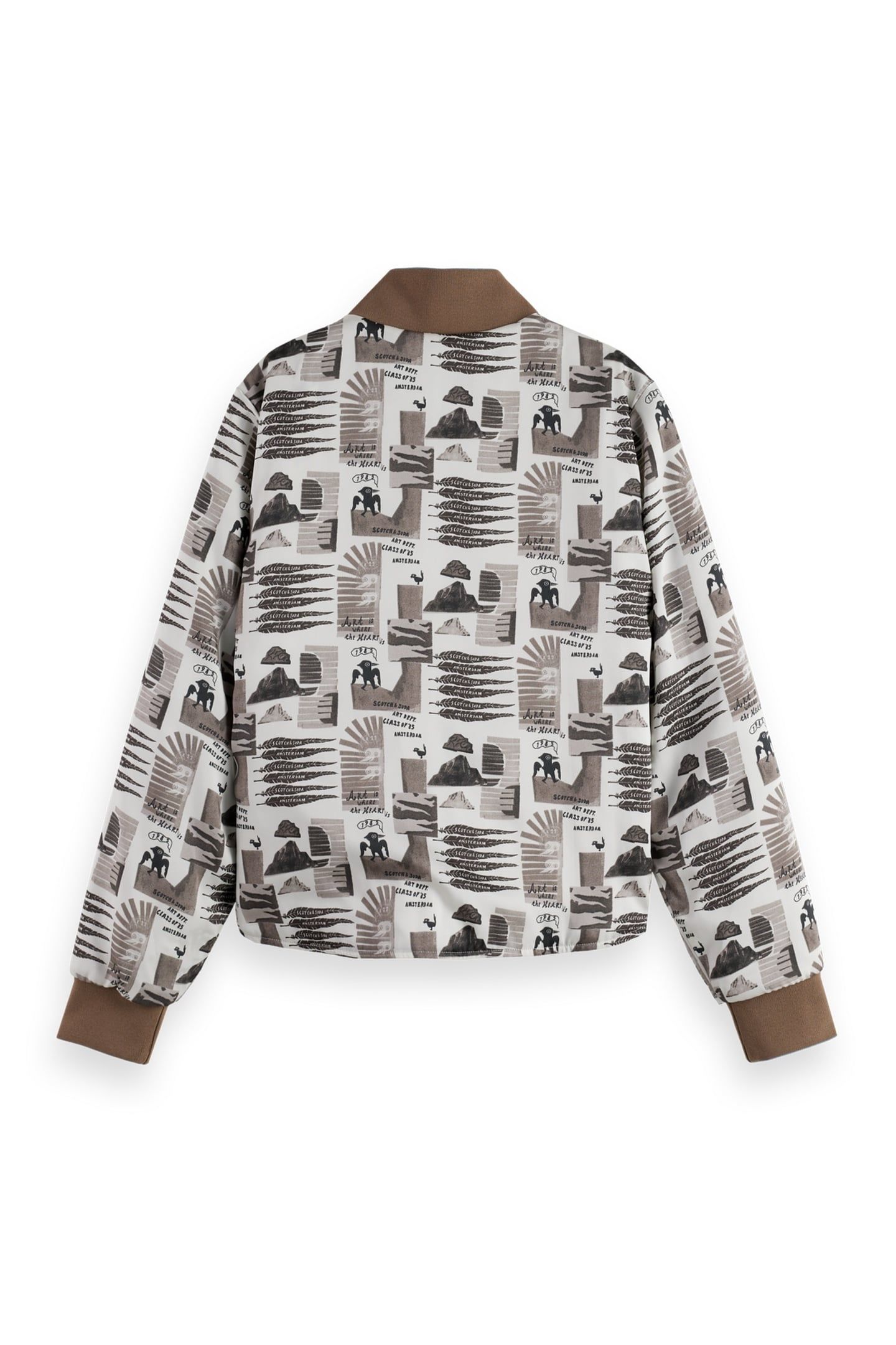 REVERSIBLE PRINTED AND QUILTED BOMBER ART DEPT COLLAGE GREY  6