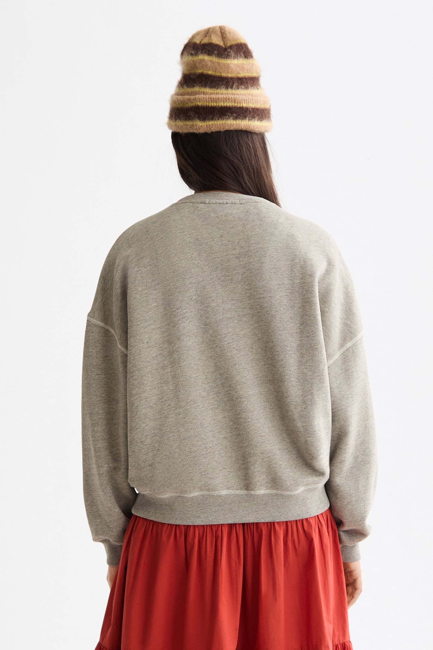 WASHED OVERSIZED FIT SWEATSHIRT WITH GRAPHIC GREY MELANGE 4