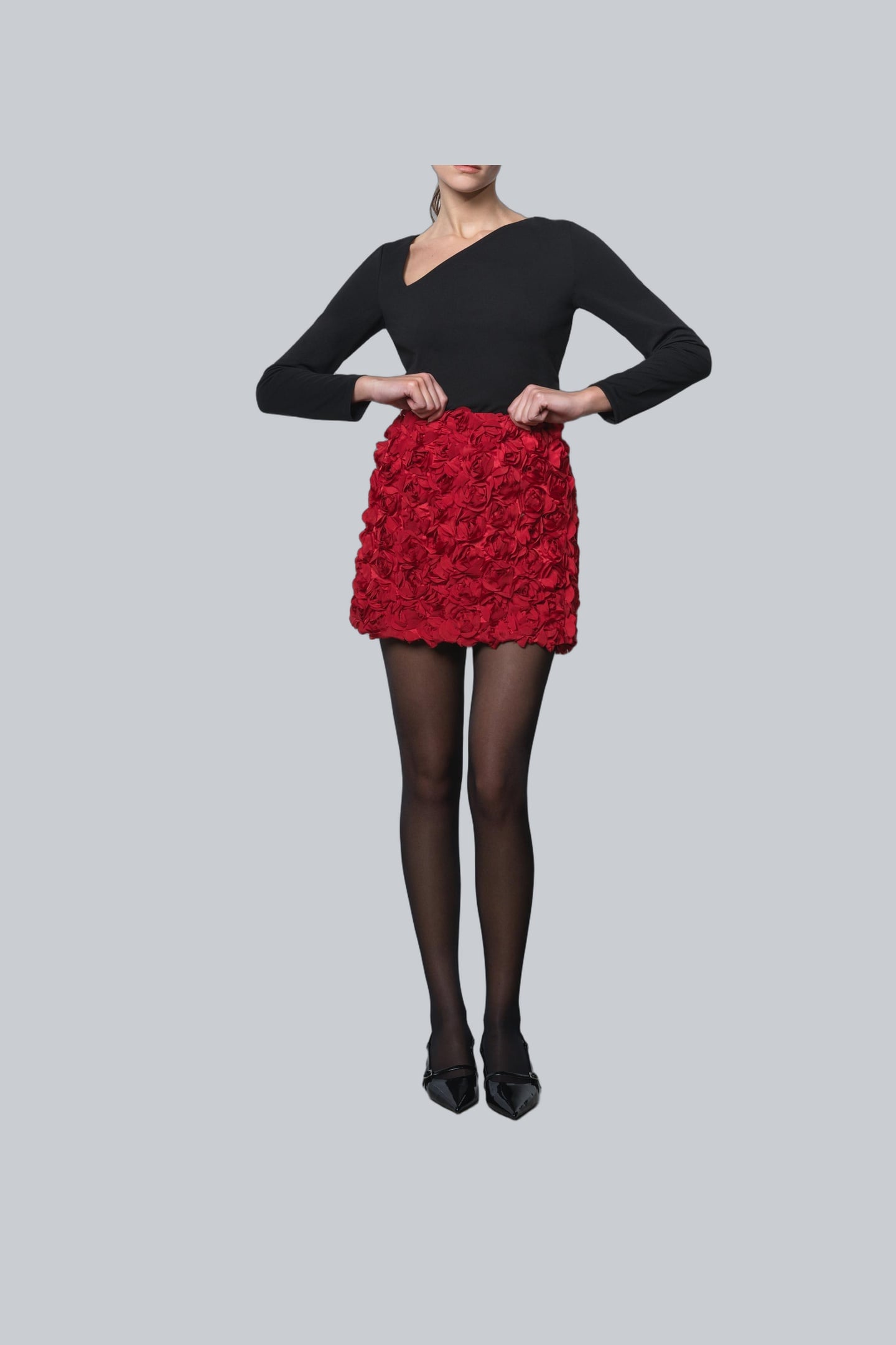 VERITY TEXTURED MINI SKIRT LIPSTICK RED 1