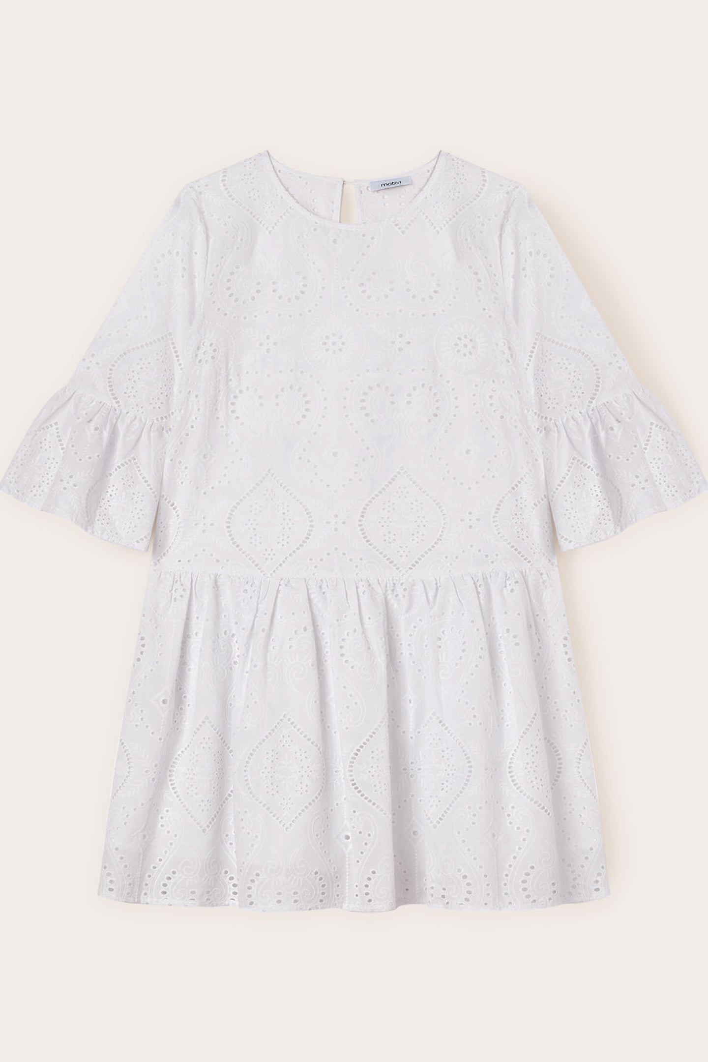 MINI DRESS WITH BRODERIE ANGLAISE RUFFLES WHITE 4
