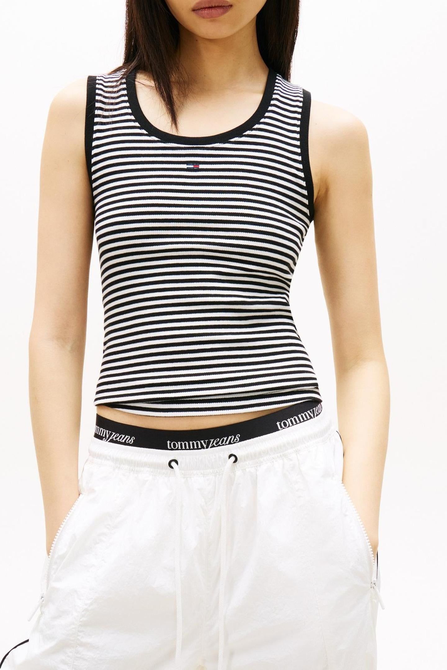 TJW ESSENTIAL RIB T-SHIRT BLACK/ECRU STRIPE 1