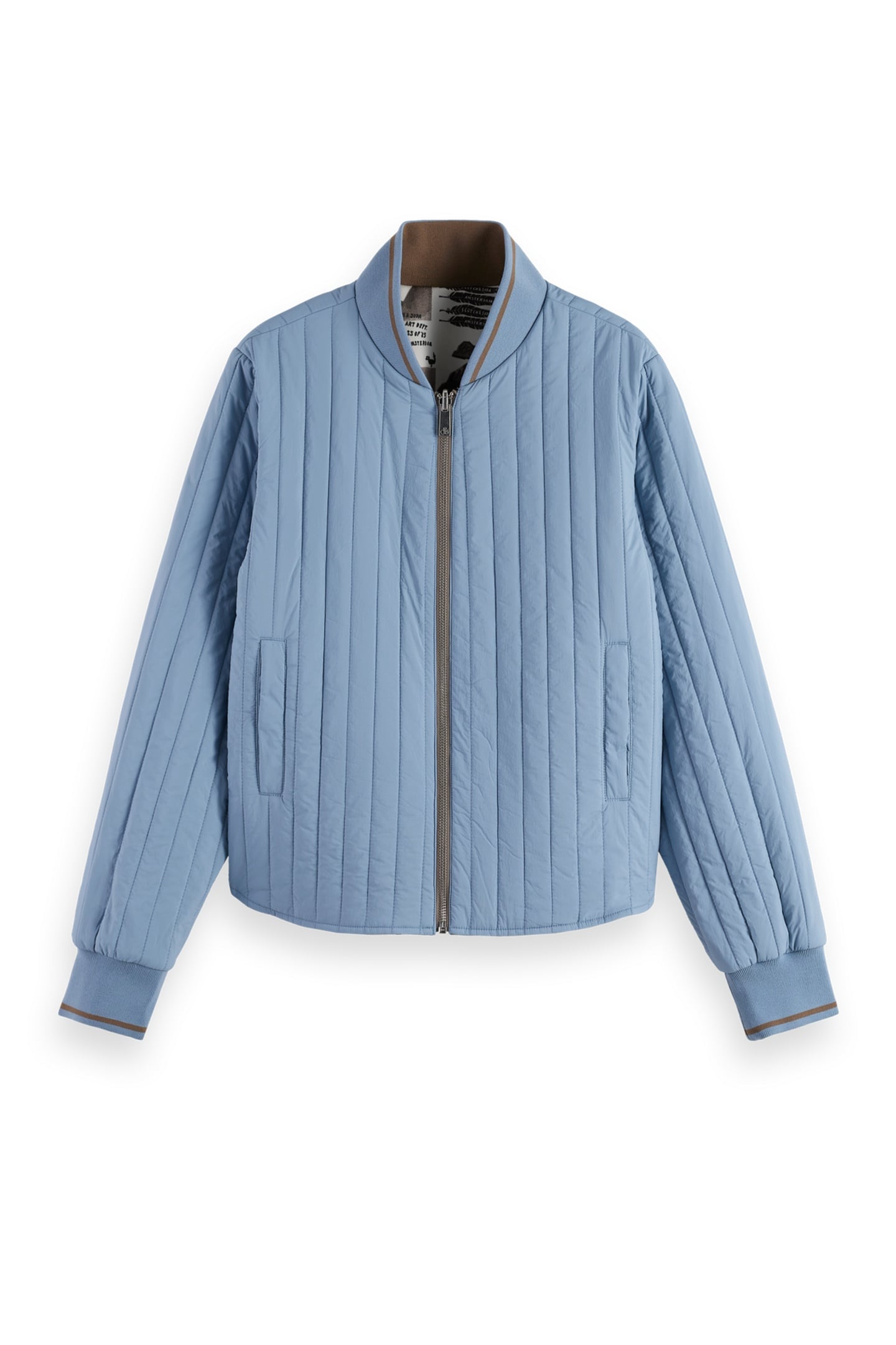 REVERSIBLE PRINTED AND QUILTED BOMBER ART DEPT COLLAGE GREY  5