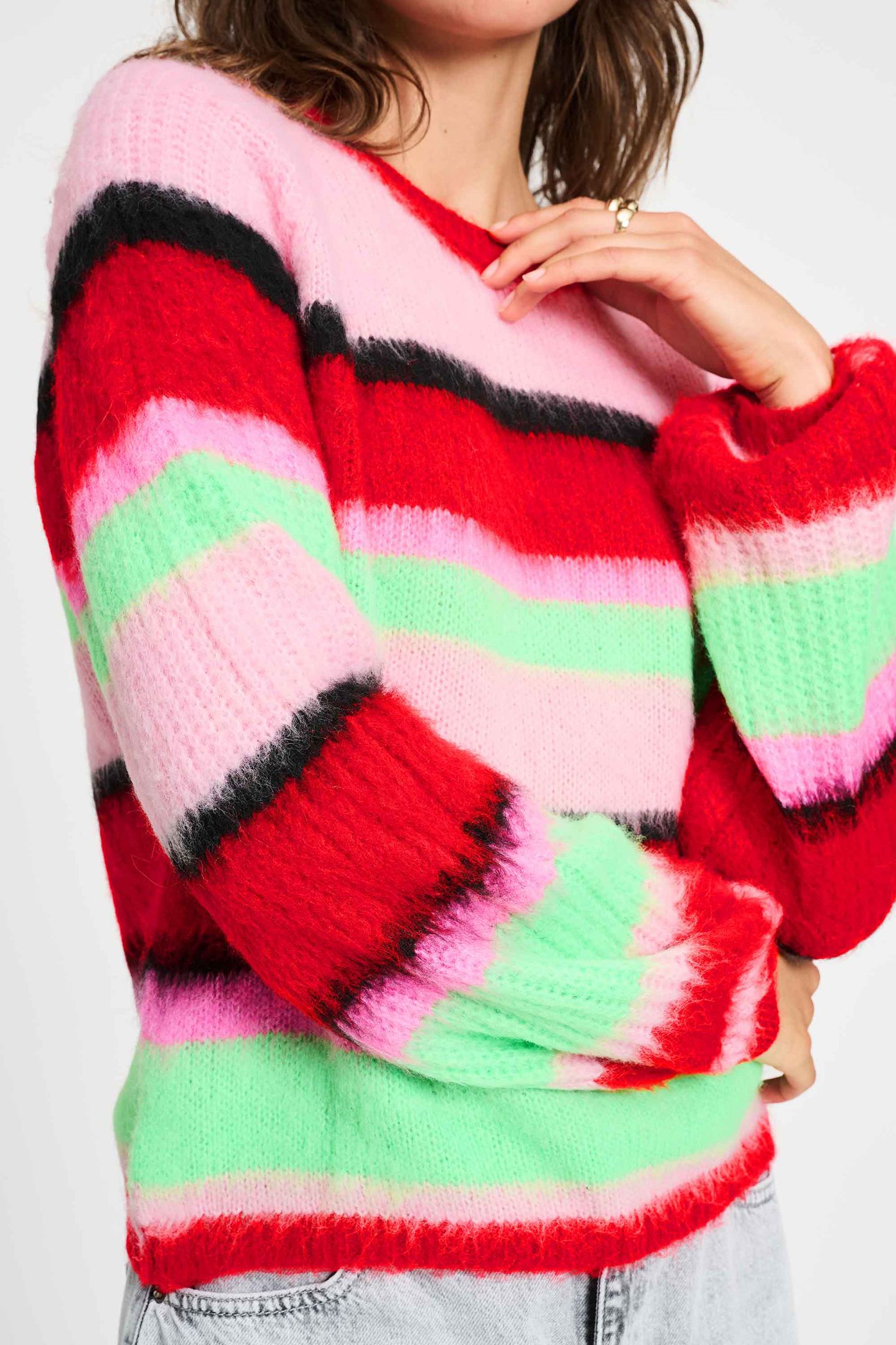 PULLOVER - BRUSHED STRIPES GREEN 5
