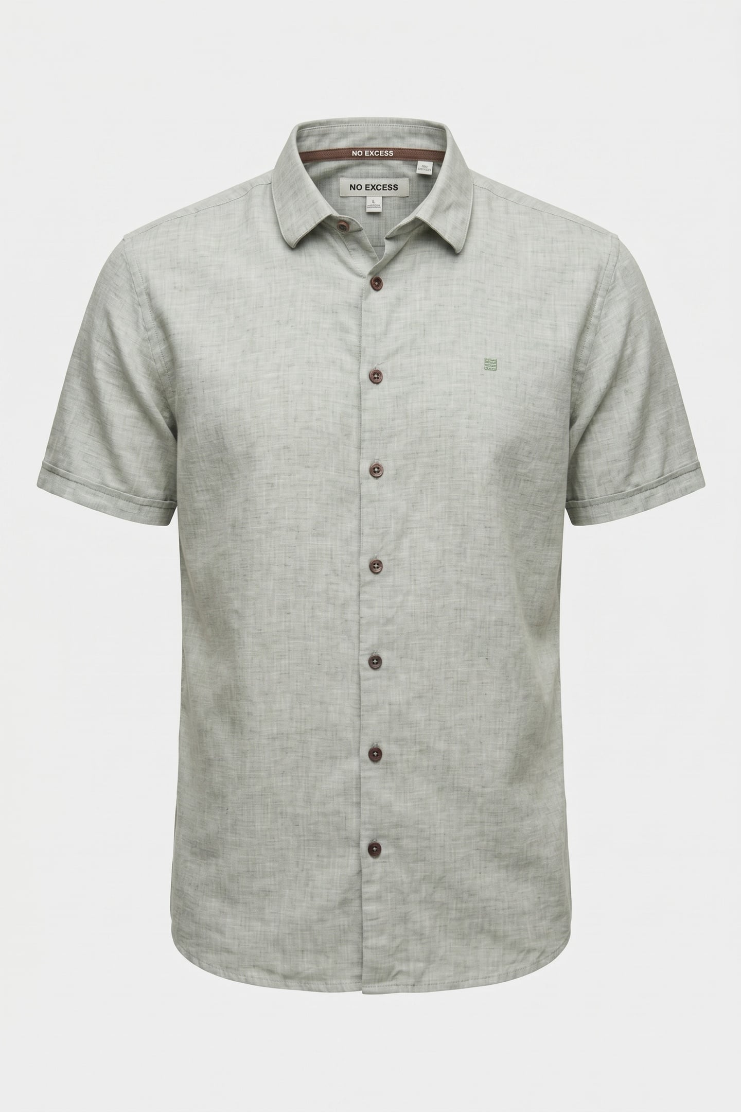SHIRT SHORT SLEEVE 2 COLOURED MELANGE WITH LINEN GREEN 3