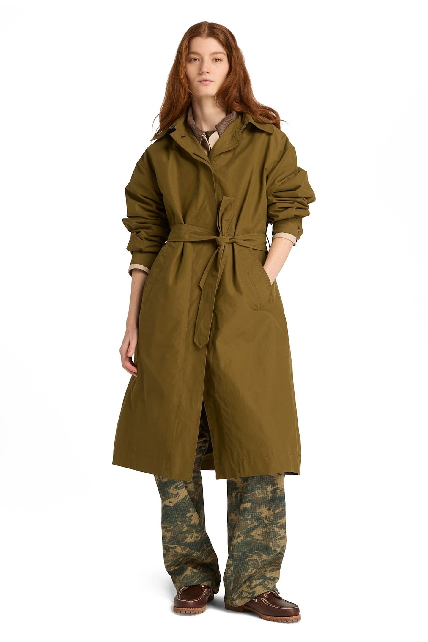 WATER REPELLENT LONG MAC COAT OLIVE 1