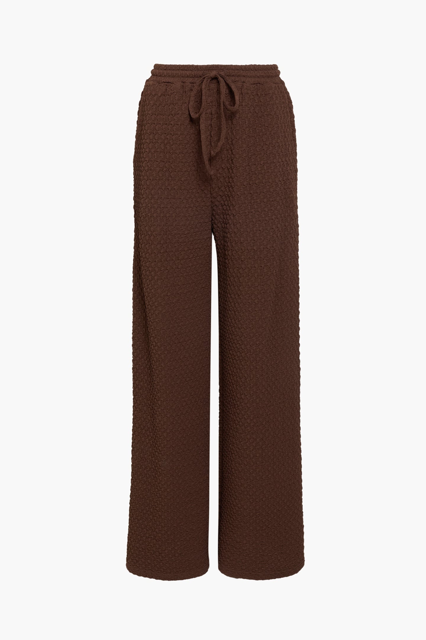 TEXTURED WIDE LEG TROUSER CHOCOLATE BROWN 3
