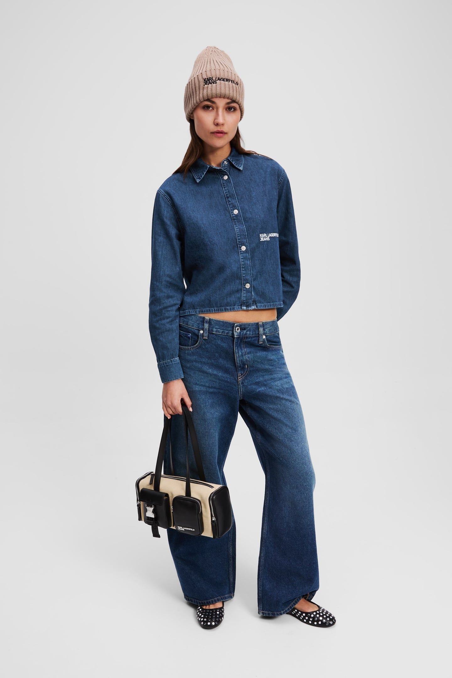 KLJ BOXY DENIM BLOUSE WASHED DARK BLUE 2