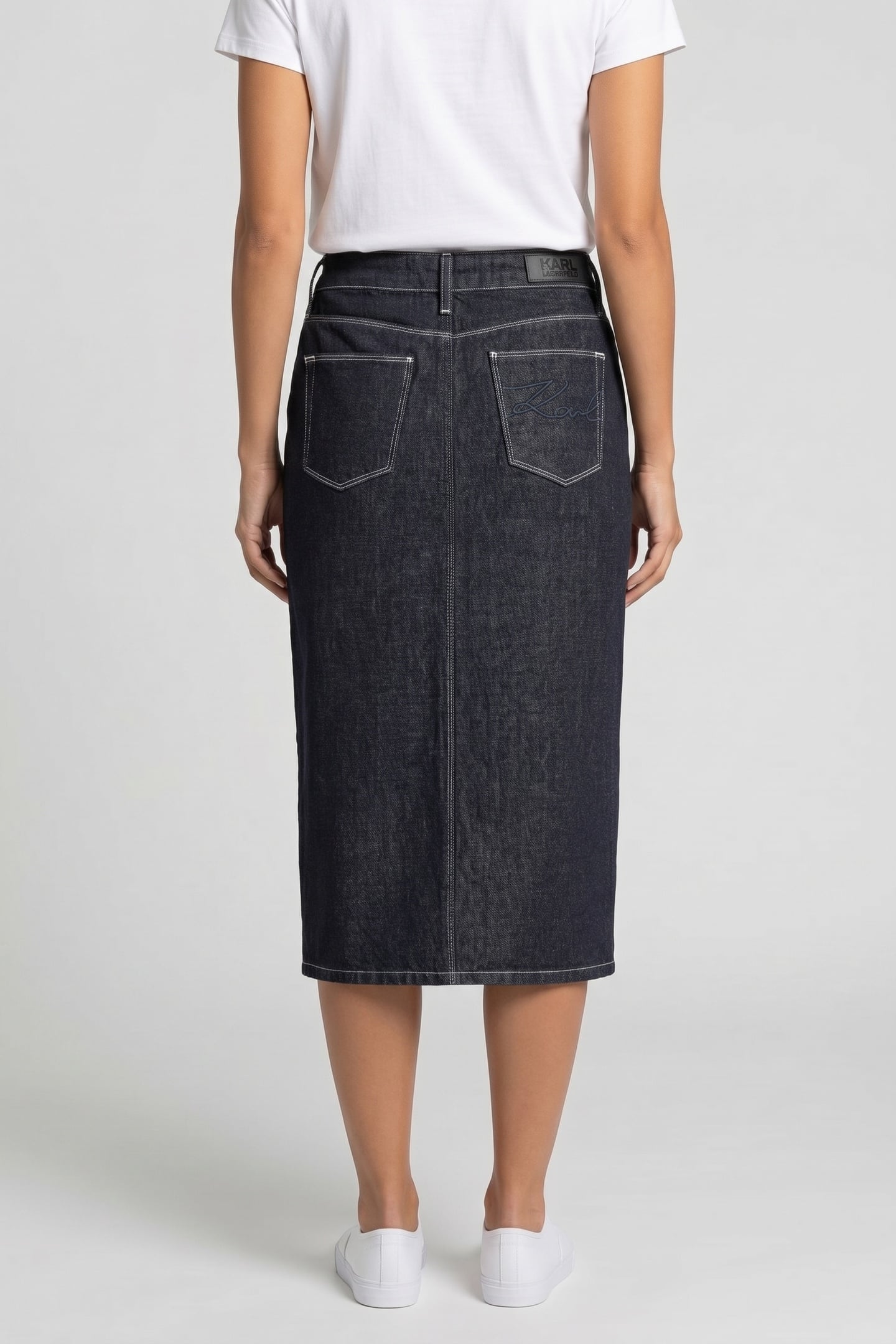 BUTTON DENIM SKIRT DARK BLUE DENIM 2