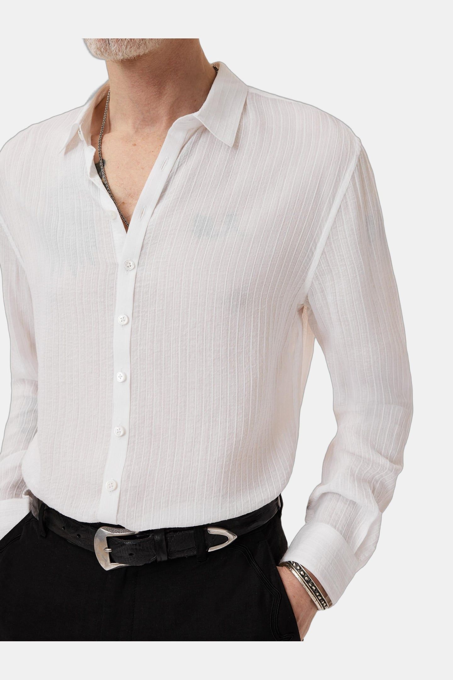 BUCKS SHIRT - MULTI BUTTON SLIM FIT SHIR CHALK 3