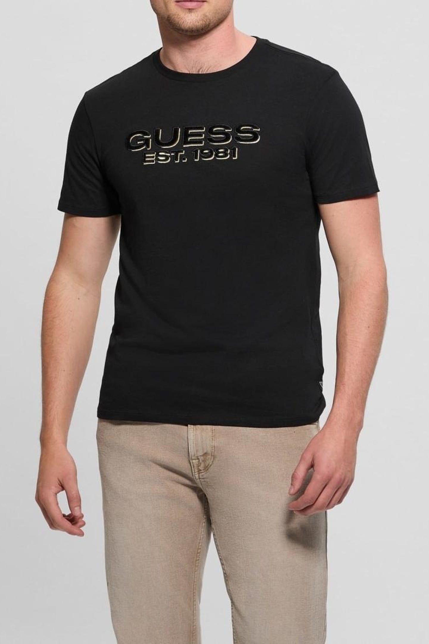 GUESS ECO SS BSC VELVET LOGO T JET BLACK A996 3