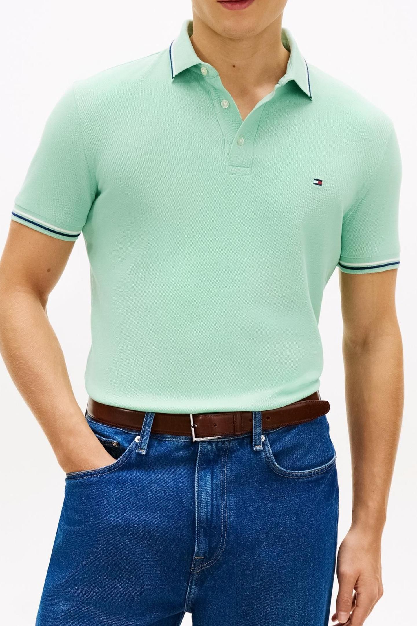 TIPPED SLIM FIT POLO CRUSHED MINT 2