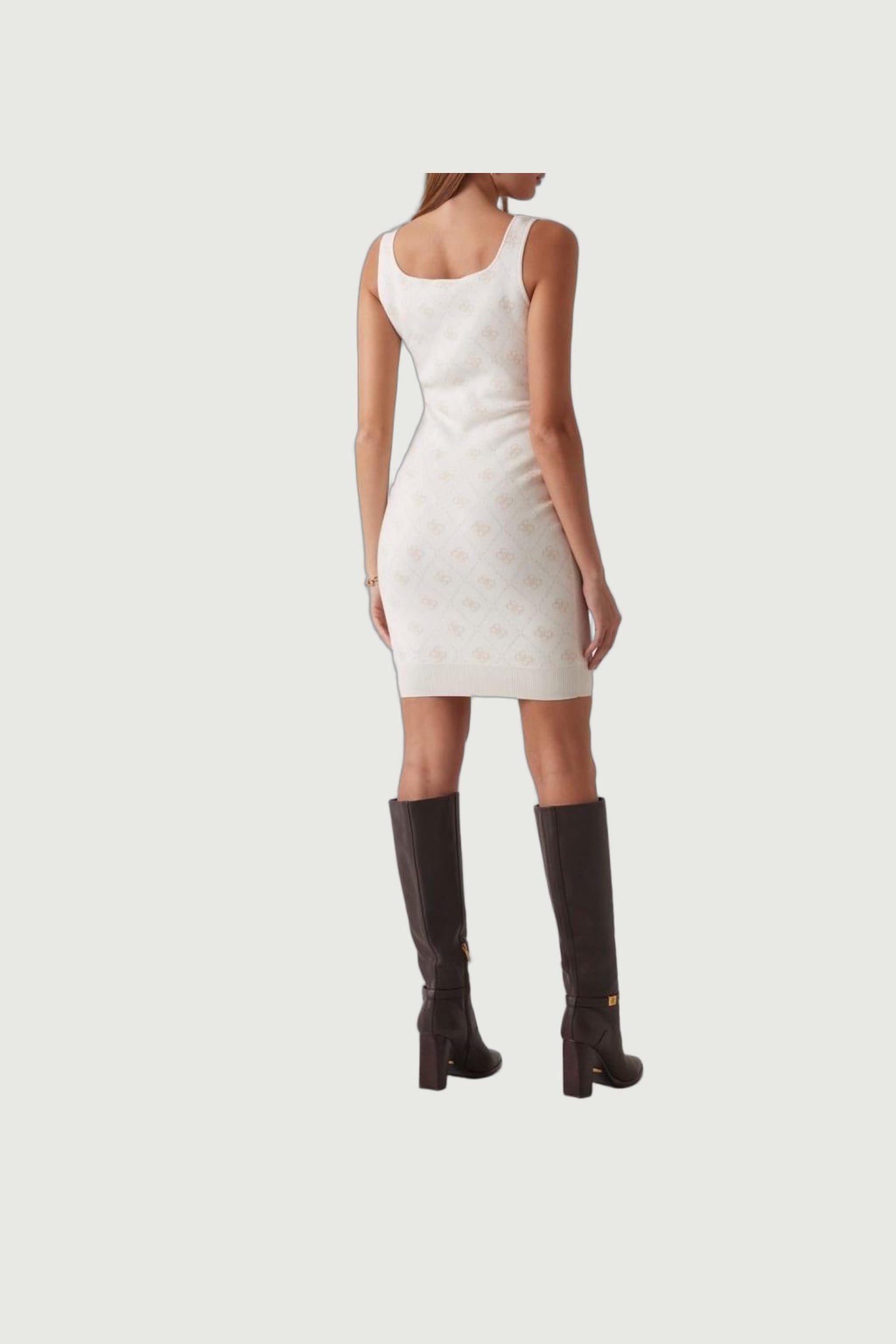 GUESS ECO SARAH 4G SL DRESS SW CREAM WHITE PEARL OY 4